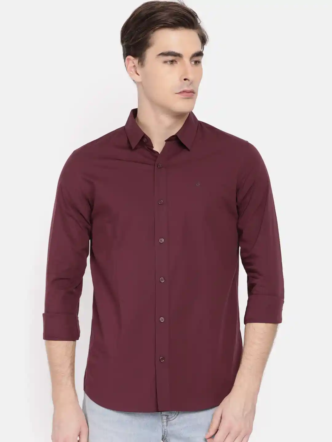 Buy Calvin Klein Jeans Men Maroon Slim Fit Solid Casual Shirt