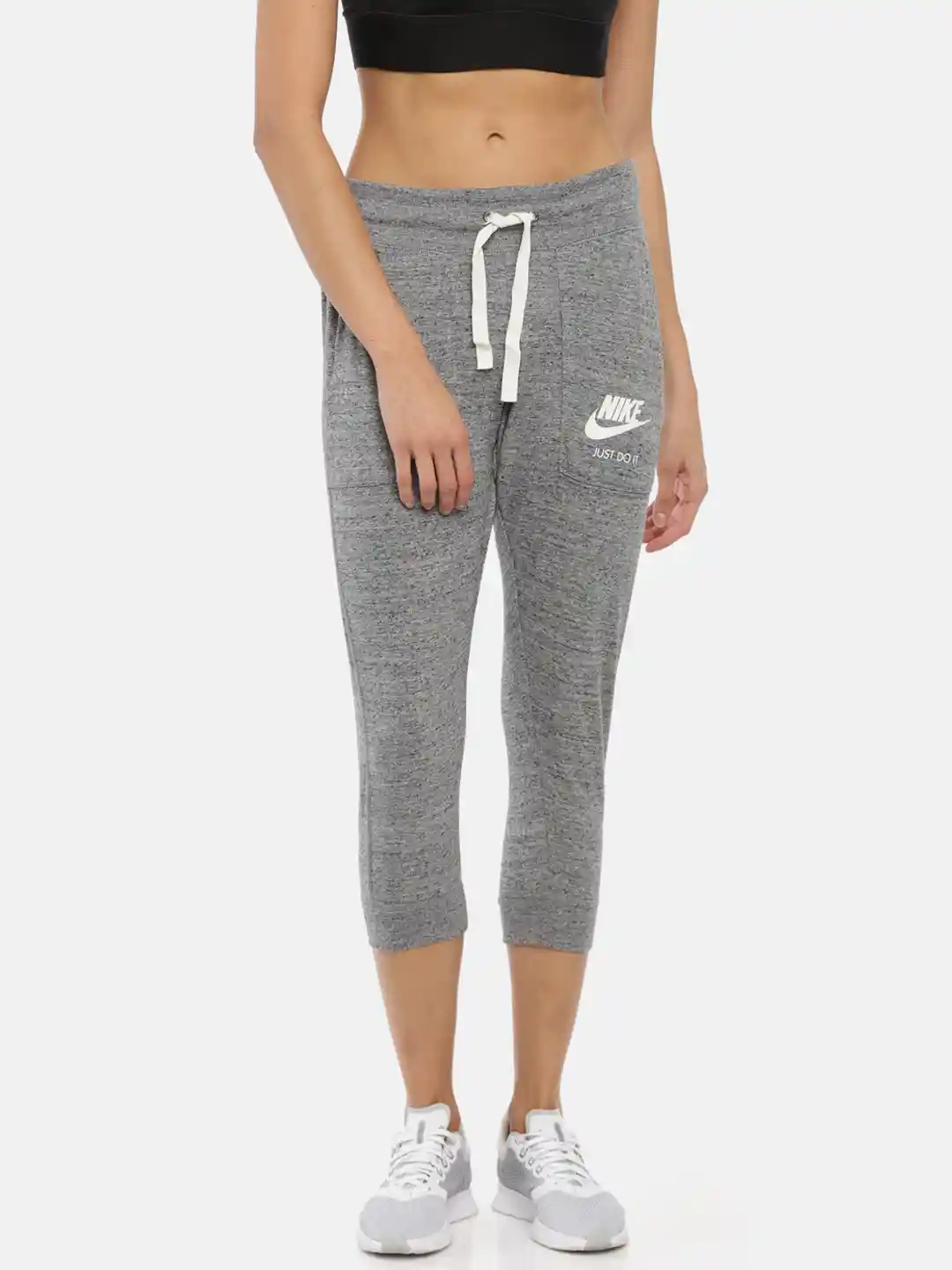 Buy Nike Women Grey Melange Solid Regular Fit Three-Fourth Joggers