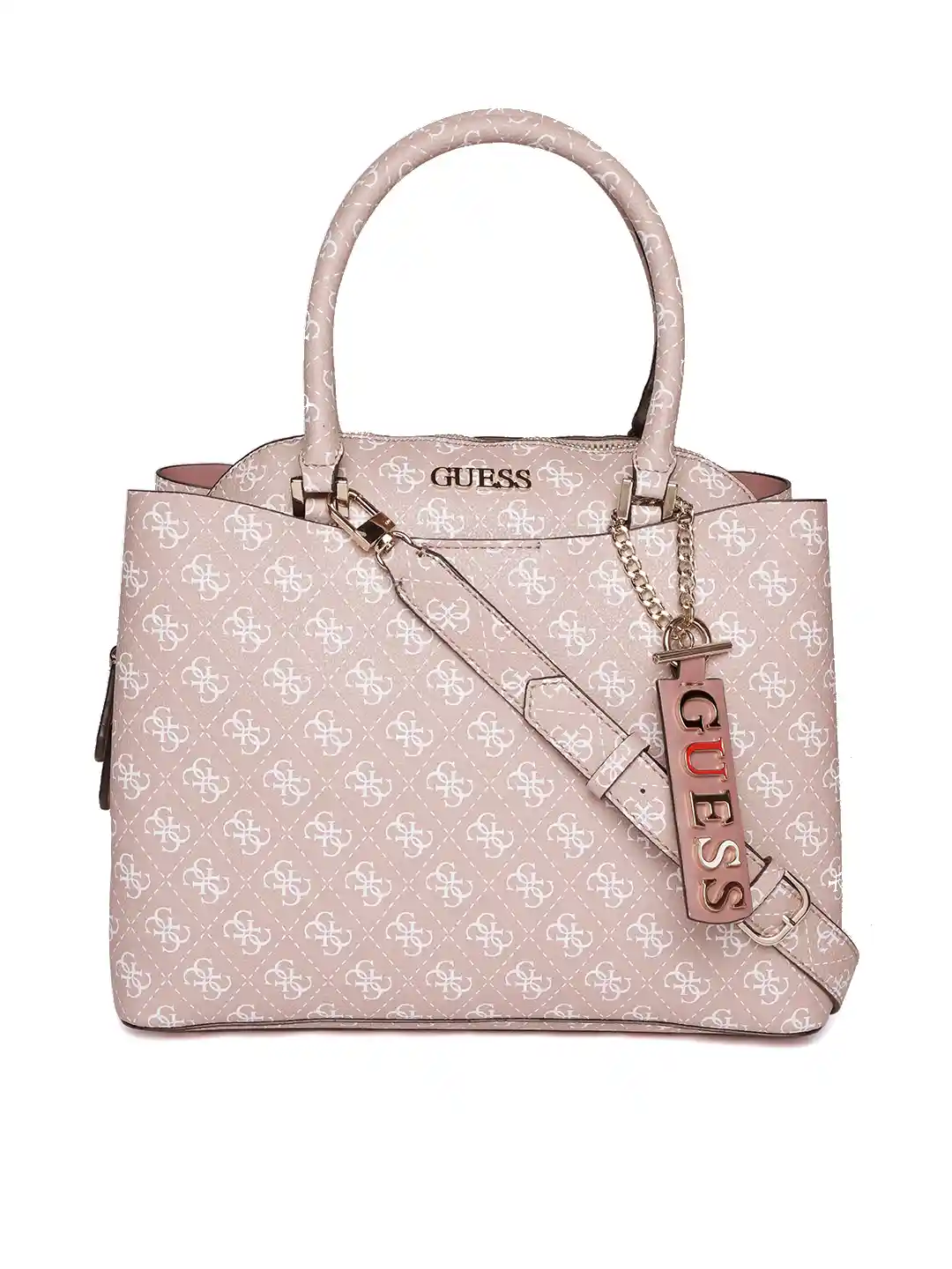 Buy GUESS Pink Printed Handheld Bag with Sling Strap Handbags