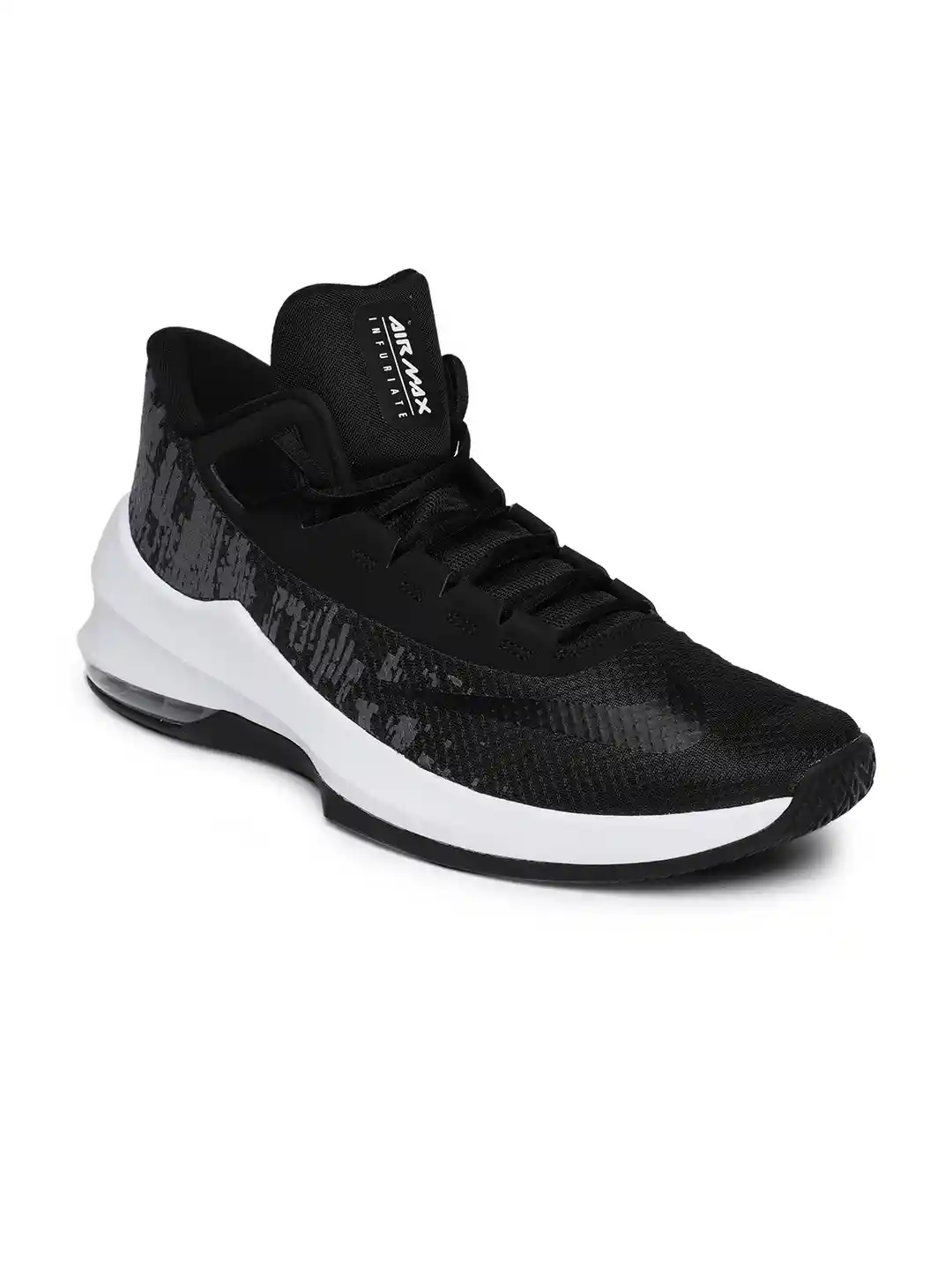 Buy Nike Men Black Air Max Infuriate Mid-Top Basketball Shoes