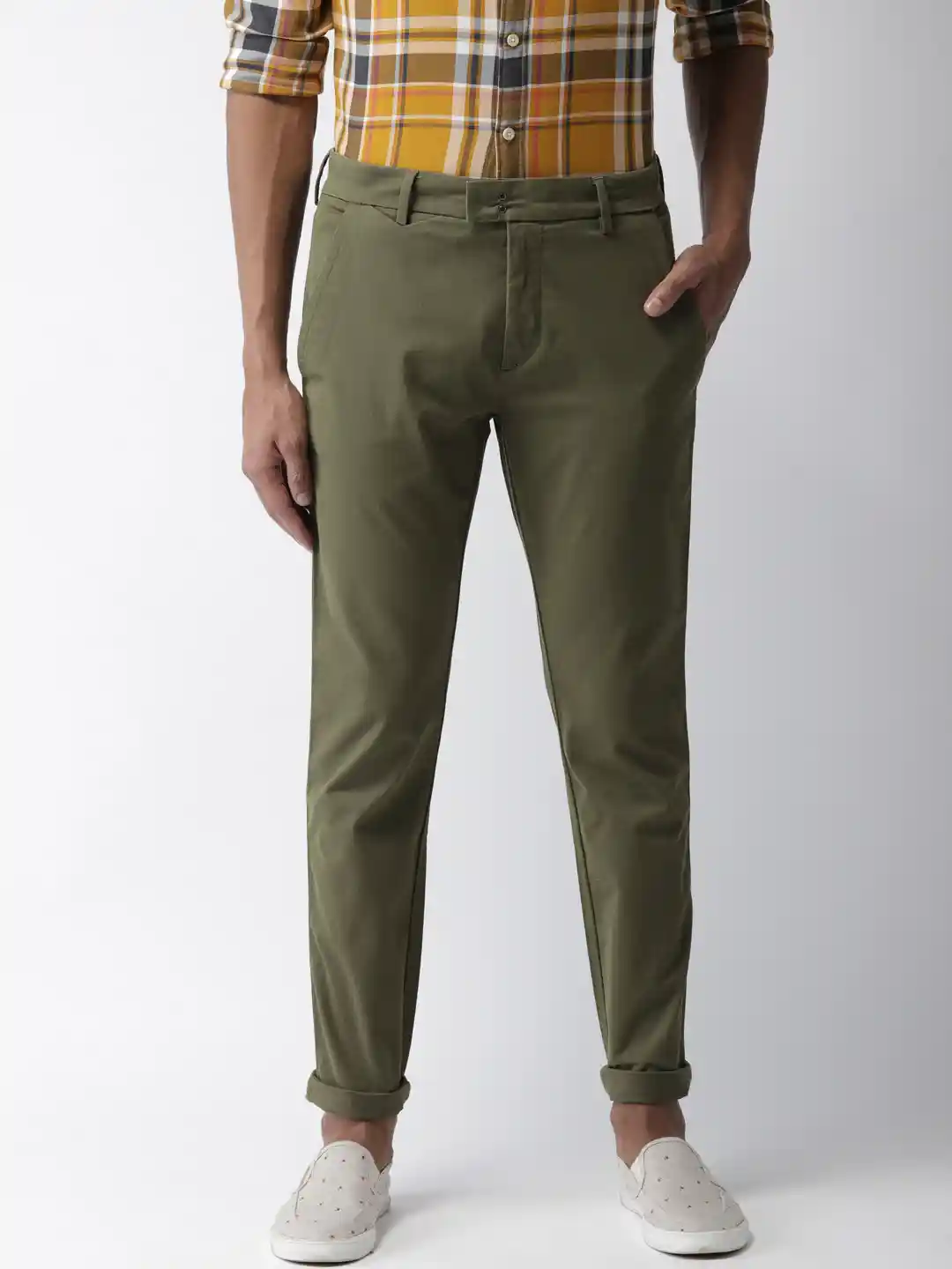 Buy Levis Men Olive Green 512 Slim Tapered Fit Solid Chinos