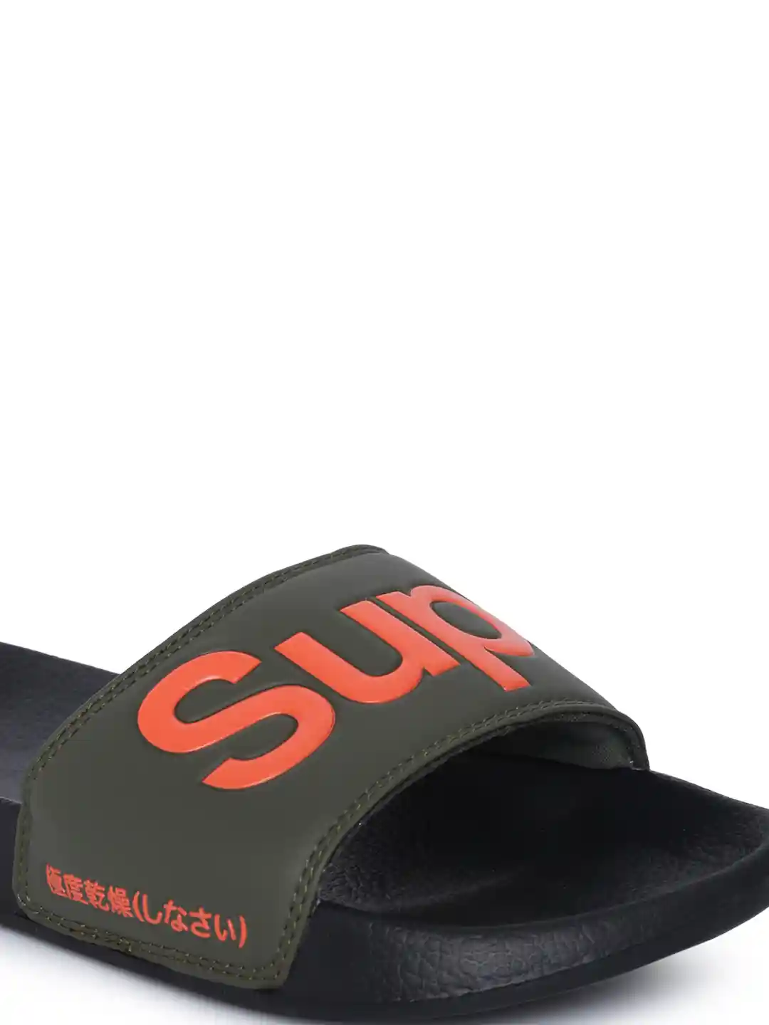 Buy Superdry Men Black Olive Green Printed Sliders Flip Flops