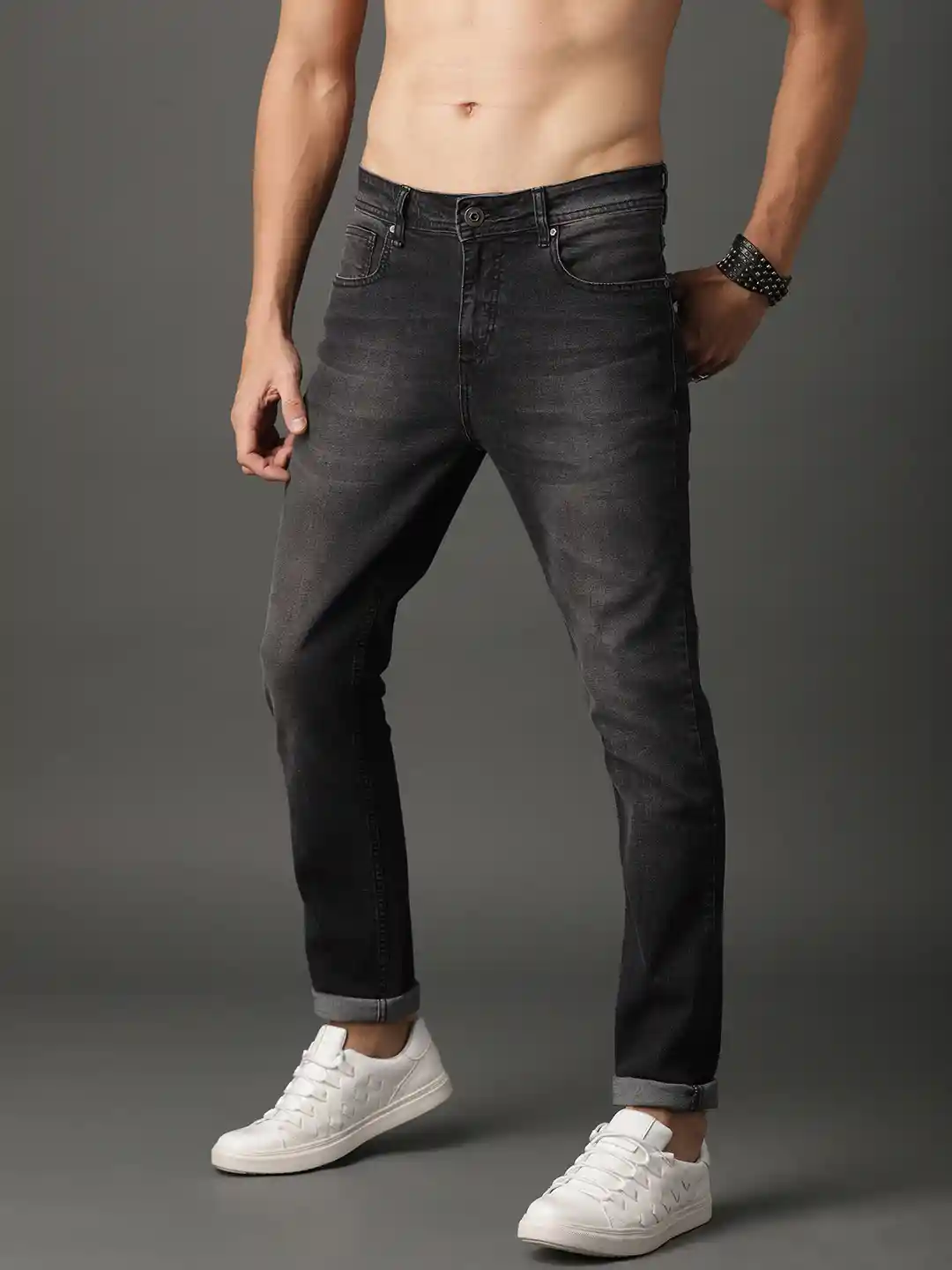 Buy Roadster Men Black Skinny Fit Mid-Rise Clean Look Stretchable