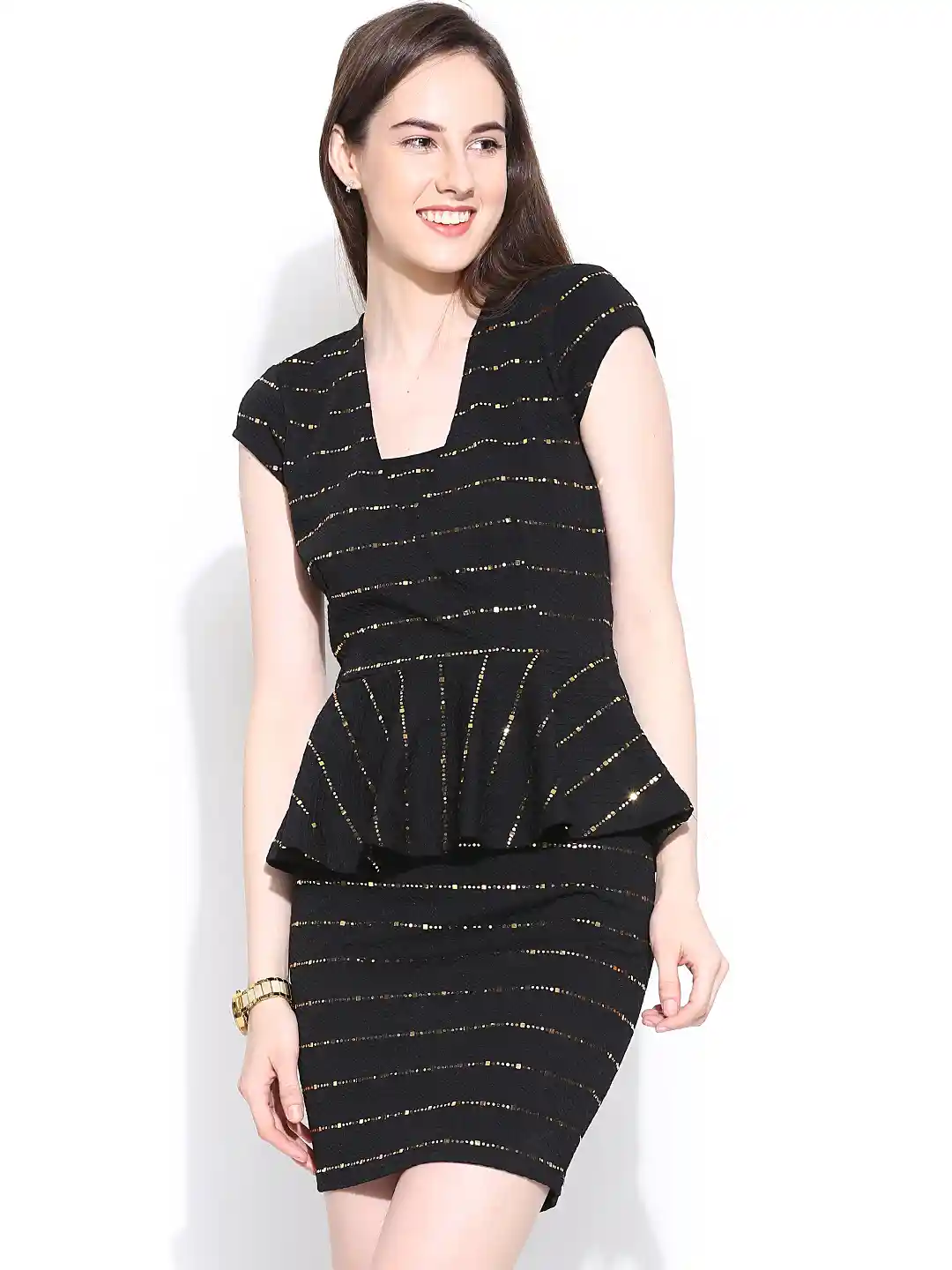 Buy Vero Moda Black Embellished Peplum Dress Dresses for Women