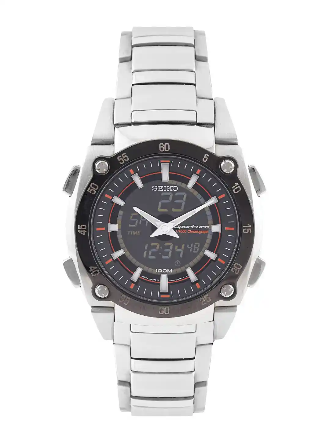 SEIKO Sportura Men Charcoal Grey Chronograph Analogue Digital Watch  SNJ019P1