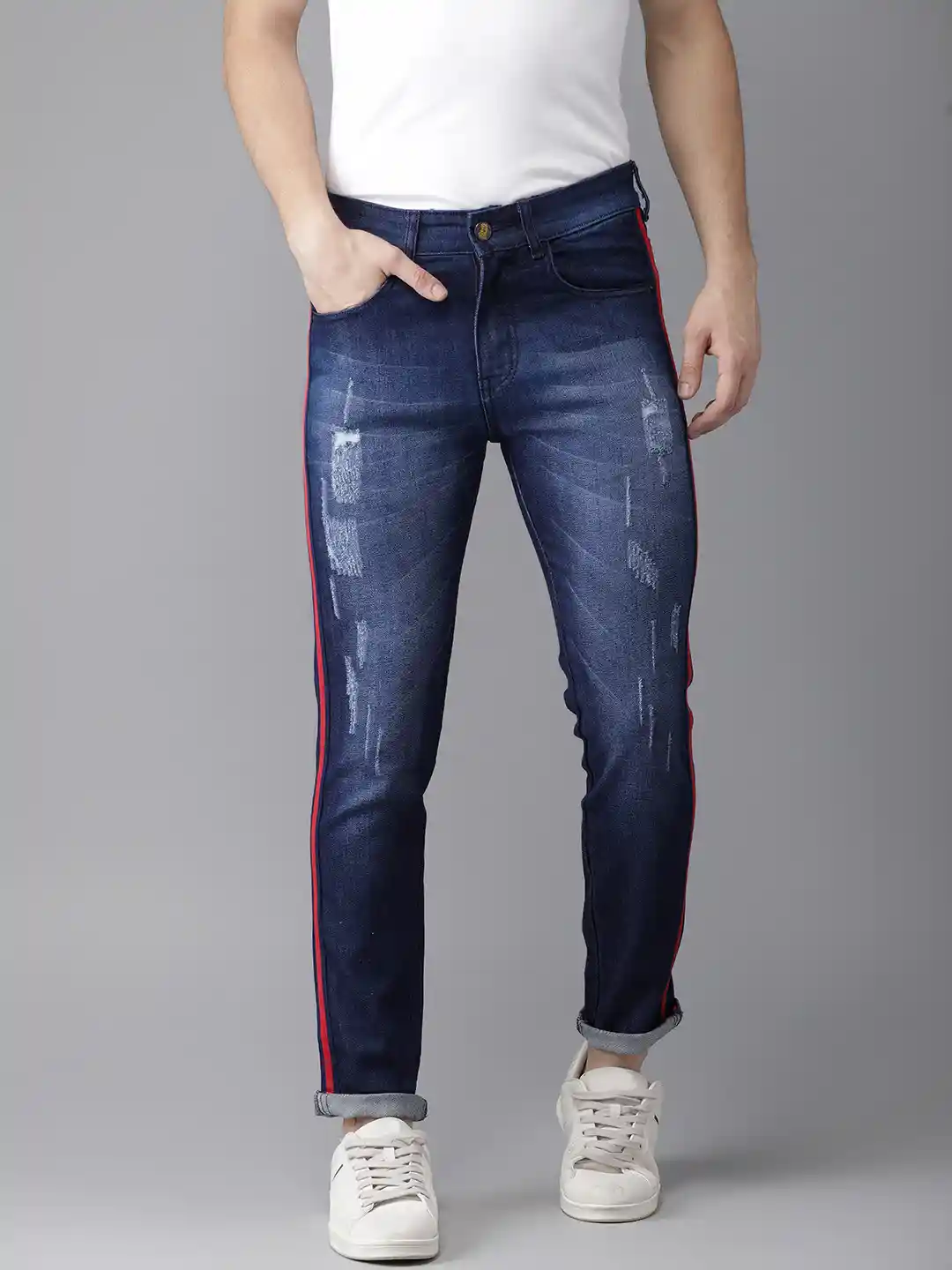 Stretchable Jeans Jeans With Side Stripe Myntra The Roadster - Main Image