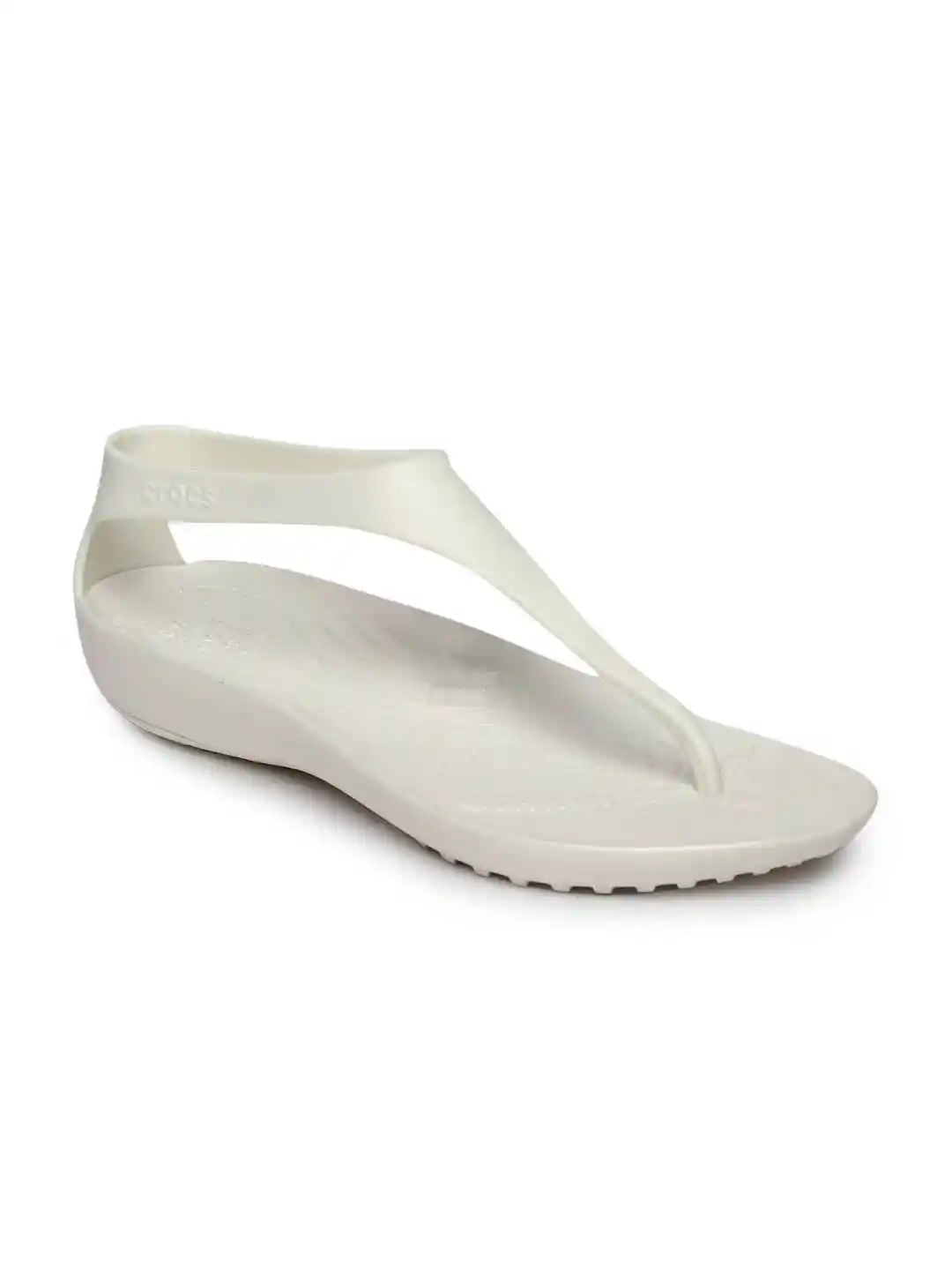 Buy Crocs Women Off-White Solid T-Strap Flats Flats for Women