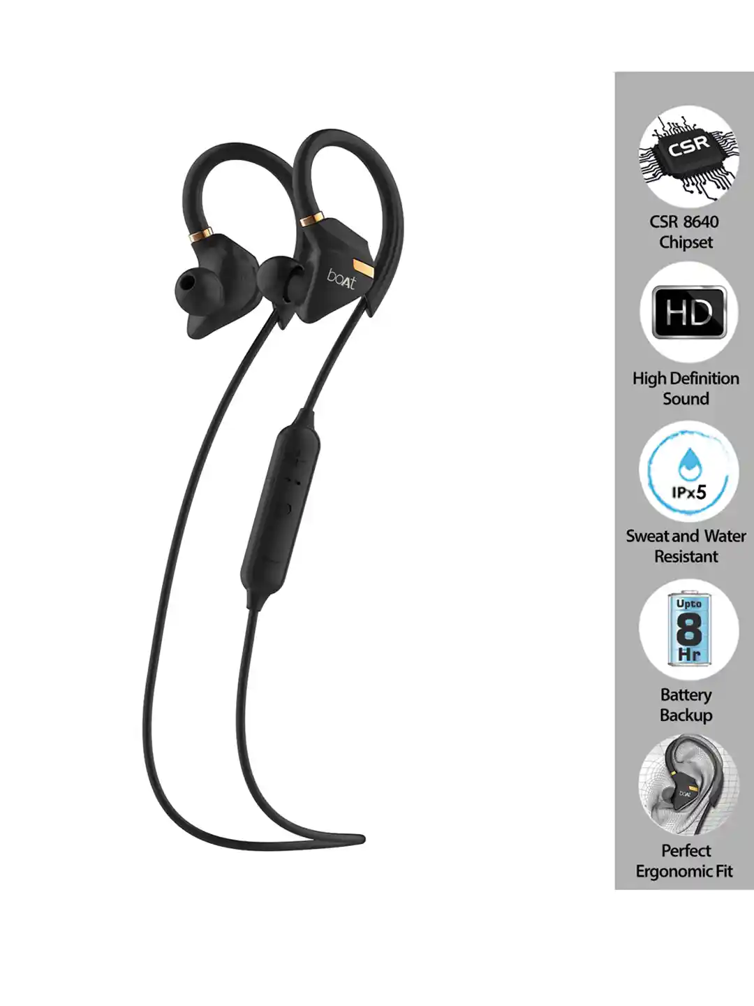 Buy boAT Black Rockerz 315 Wireless Earphone with Mic Headphones - Main Image