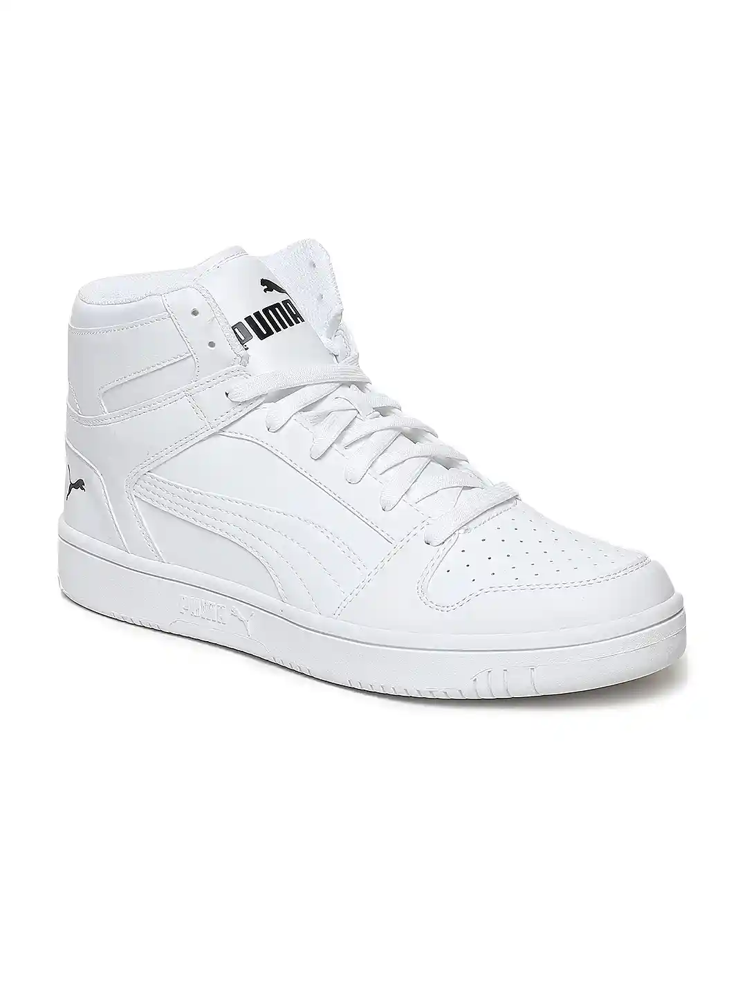 Puma Rebound Layup Puma High Cut Shoes Puma Men White Rebound LayUp SL  Leather Mid-Top
