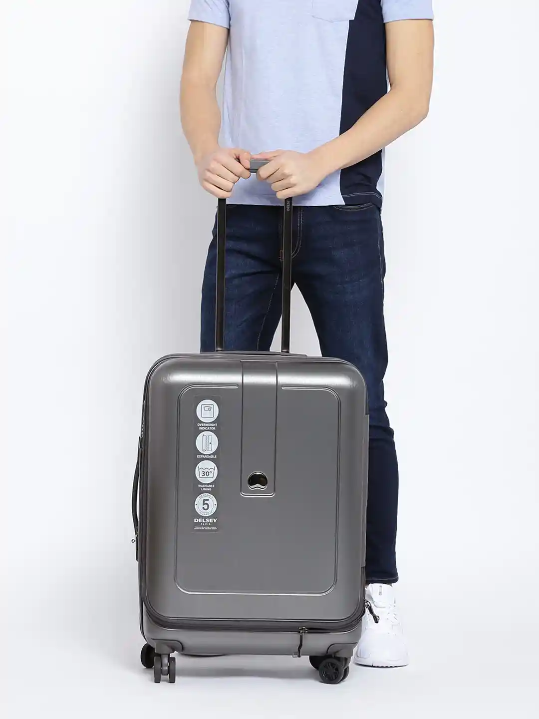 Buy DELSEY Unisex Gunmetal-Toned Solid GRENELLE Medium Trolley