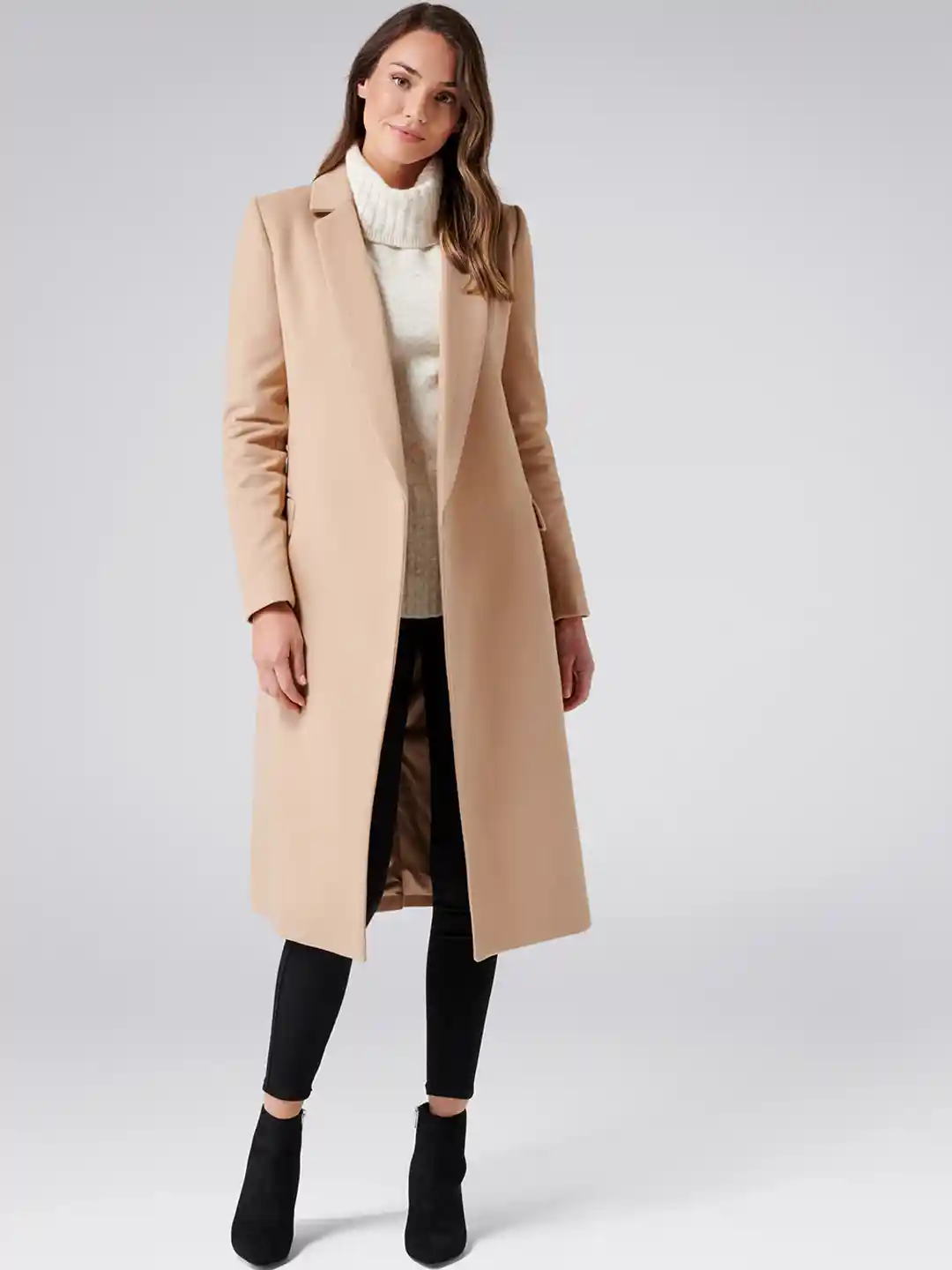 Buy Forever New Women Solid Longline Overcoat - Coats for Women