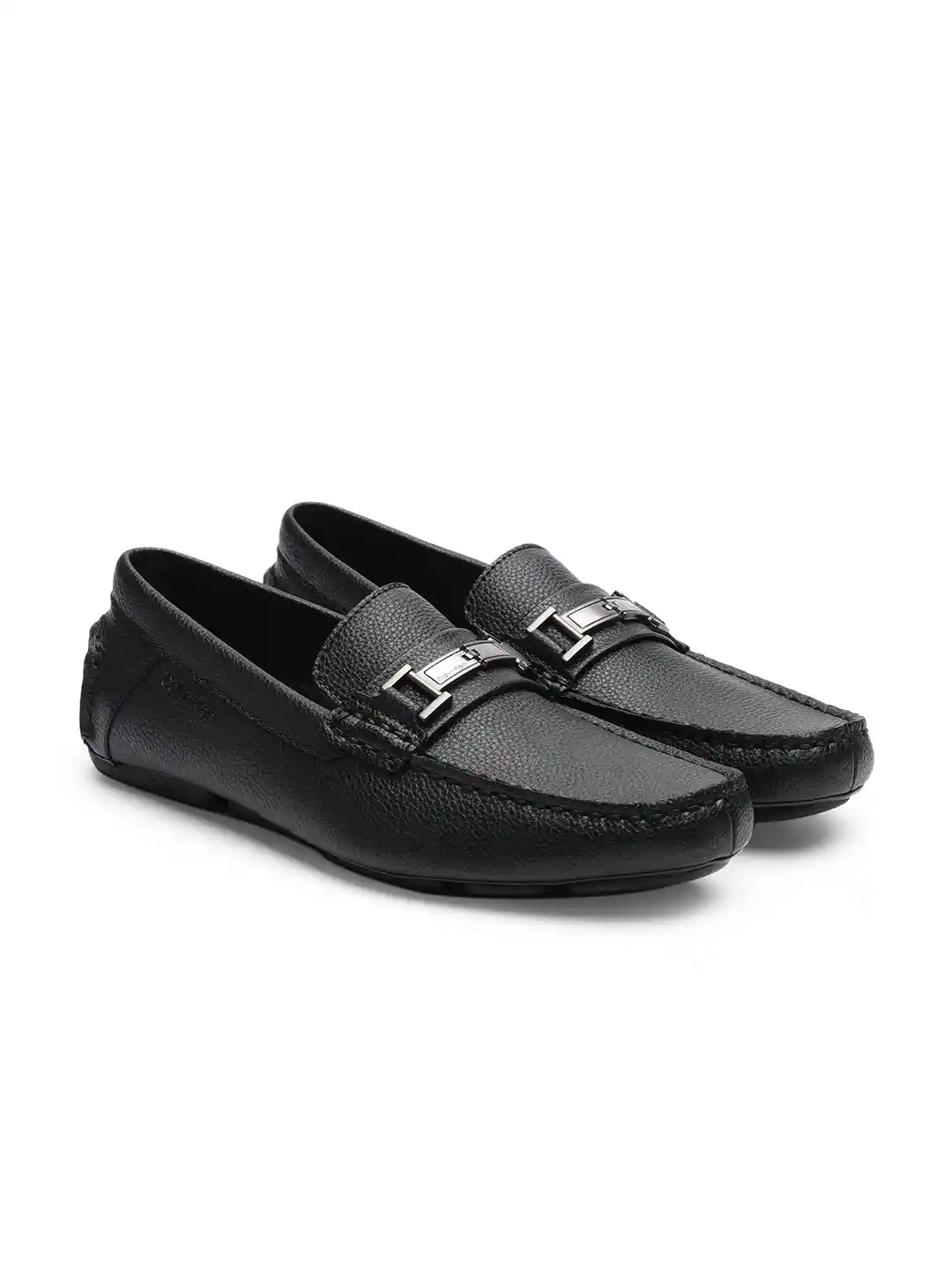 Buy Calvin Klein Men Black Textured Leather Loafers Casual Shoes