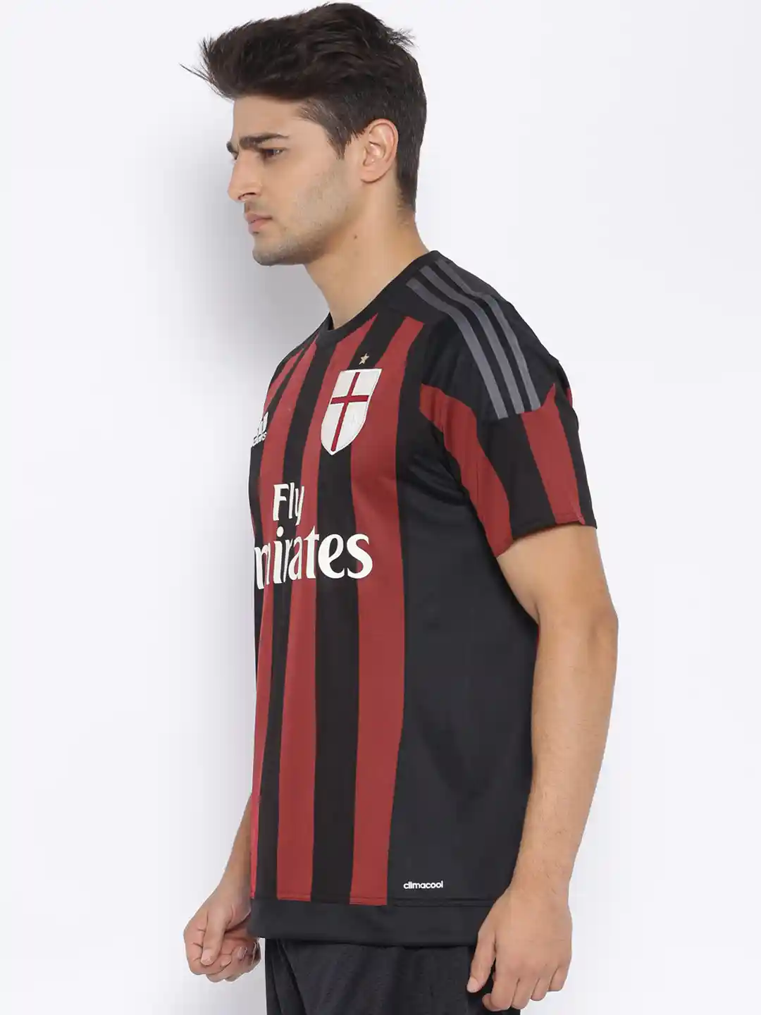 Buy ADIDAS Black Red Striped ACM Football T-shirt Tshirts for