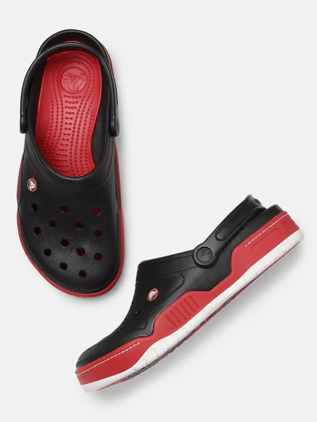 Shoes Red Crocs With Black Fur Buy Crocs Unisex Black Red Solid
