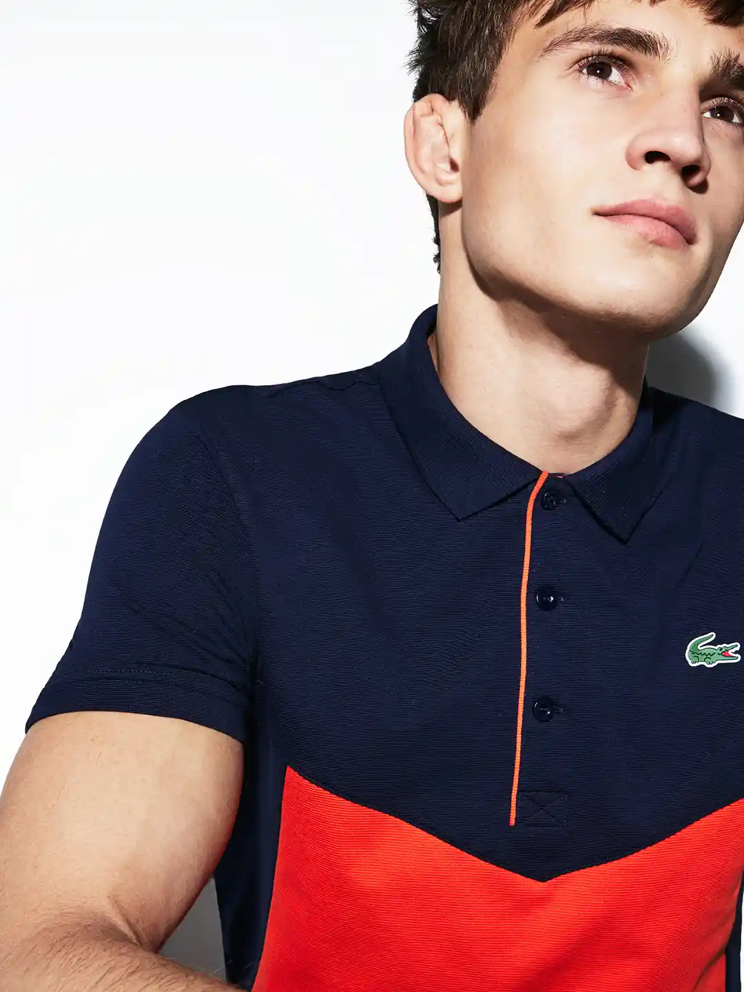Buy Lacoste Men Orange Black Colourblocked Polo Slim Fit Pure