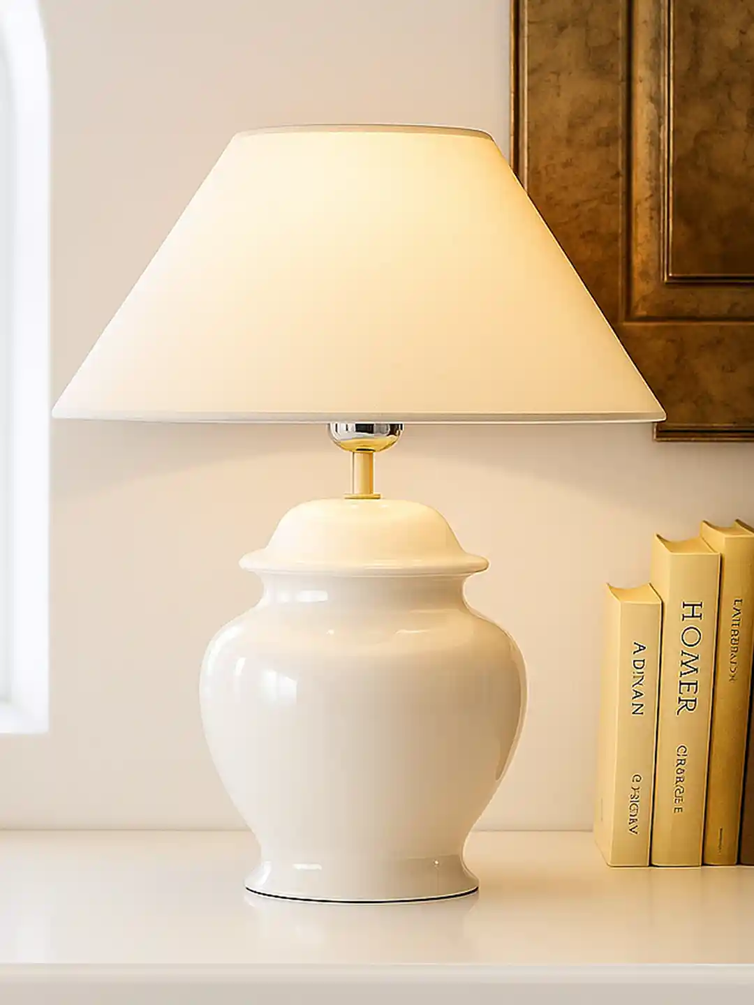 Buy Homesake White Solid Handcrafted Bedside Standard Table Lamp