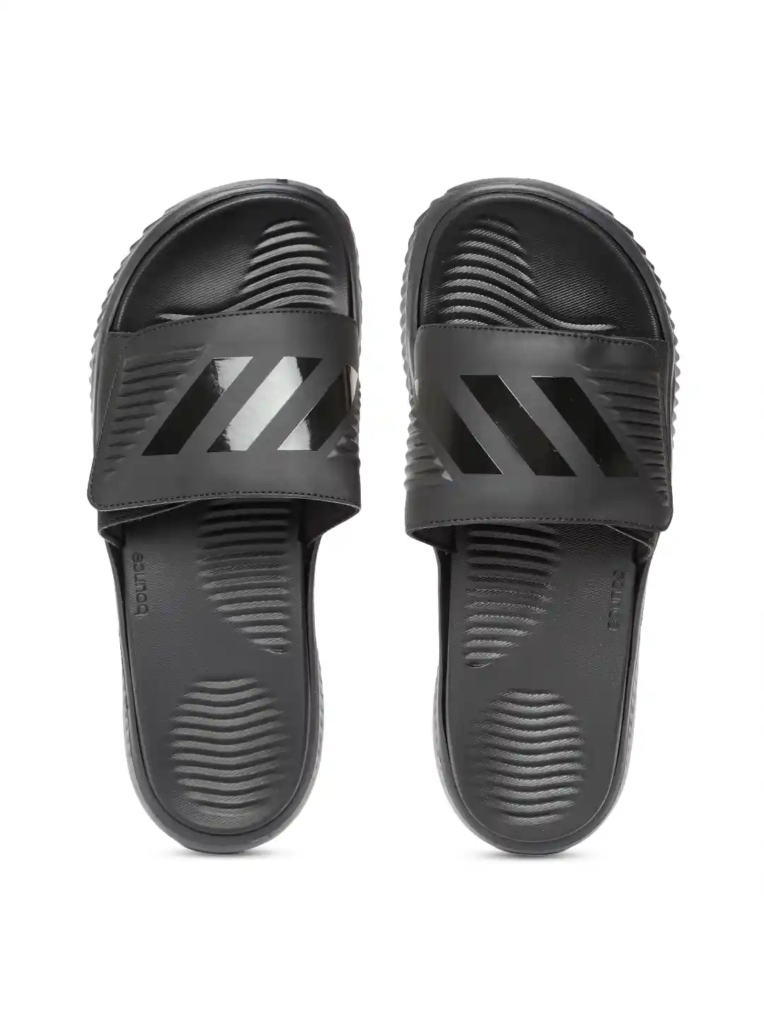 Buy ADIDAS Men Black Alphabounce Striped Sliders Flip Flops for