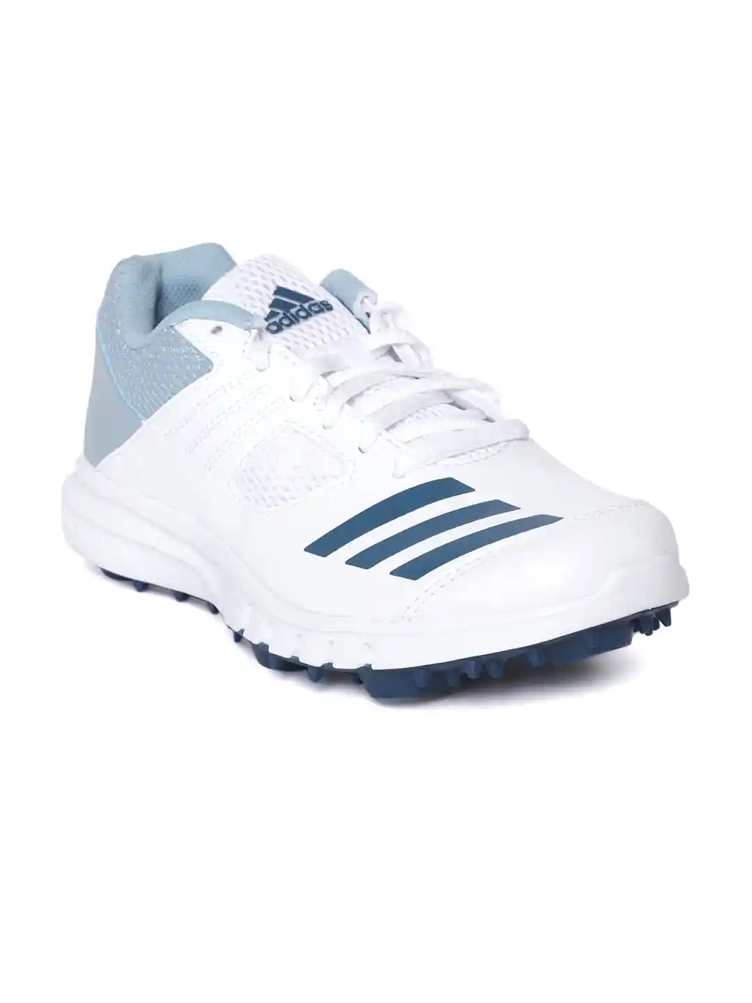 Buy ADIDAS Boys White Blue Howzat Spike Junior Cricket Shoes