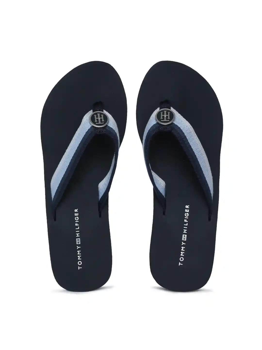 Buy Tommy Hilfiger Women Blue Striped Thong Flip-Flops Flip - Main Image