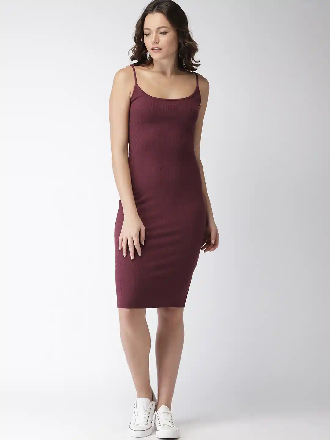 Buy FOREVER 21 Women Burgundy Solid Bodycon Dress Dresses for