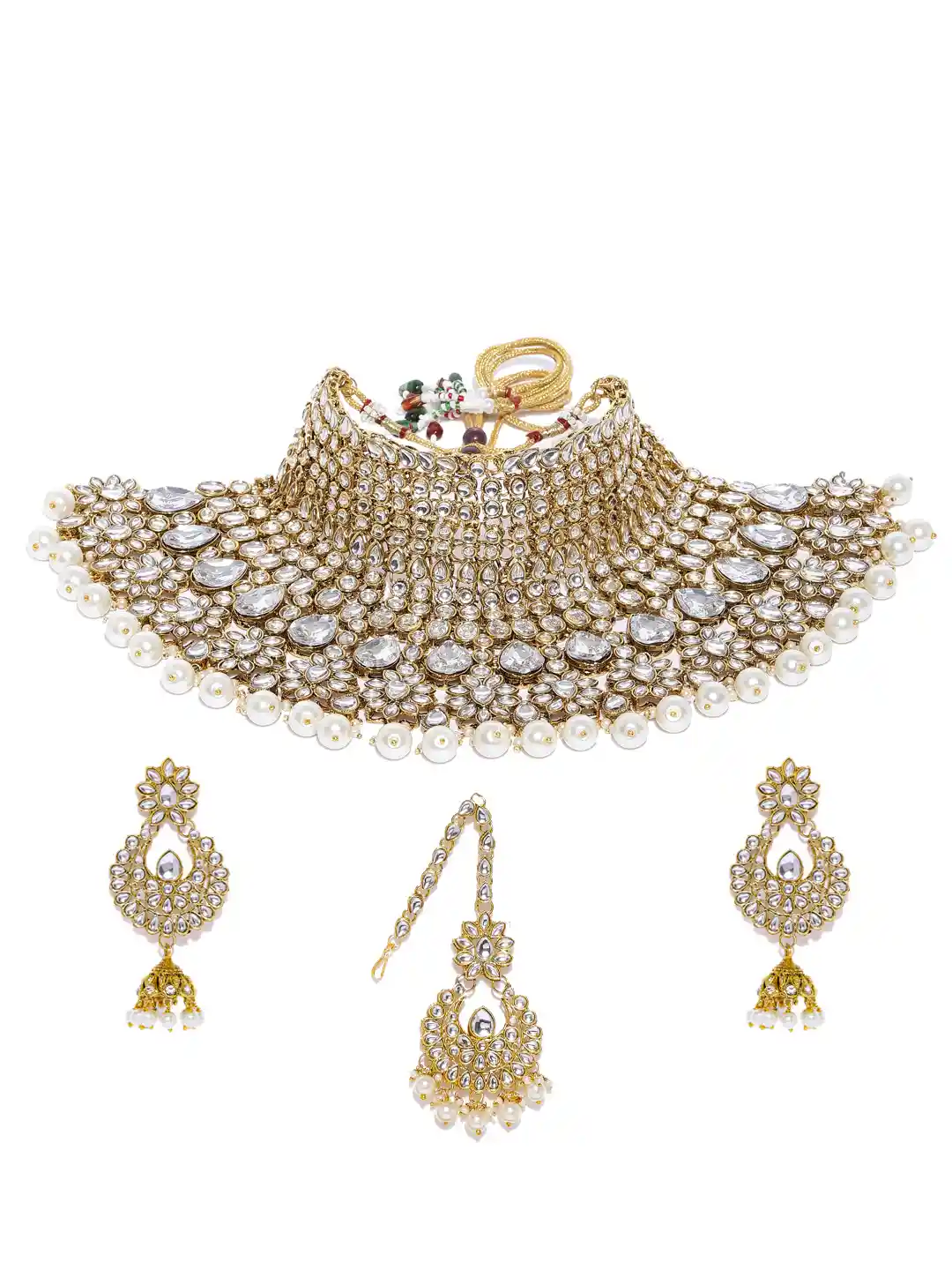 Buy Zaveri Pearls Gold Toned Kundan Pearls Bridal Jewellery Set