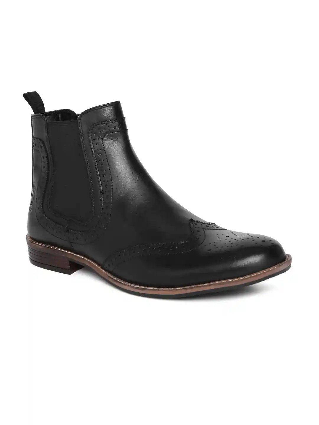 Buy Polo Men Black Solid Leather Mid-Top Flat Boots