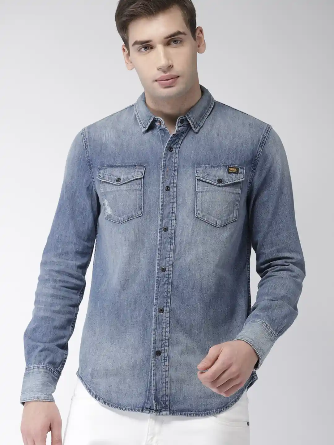 Buy Superdry Men Blue Slim Fit Faded Casual Denim Shirt Shirts