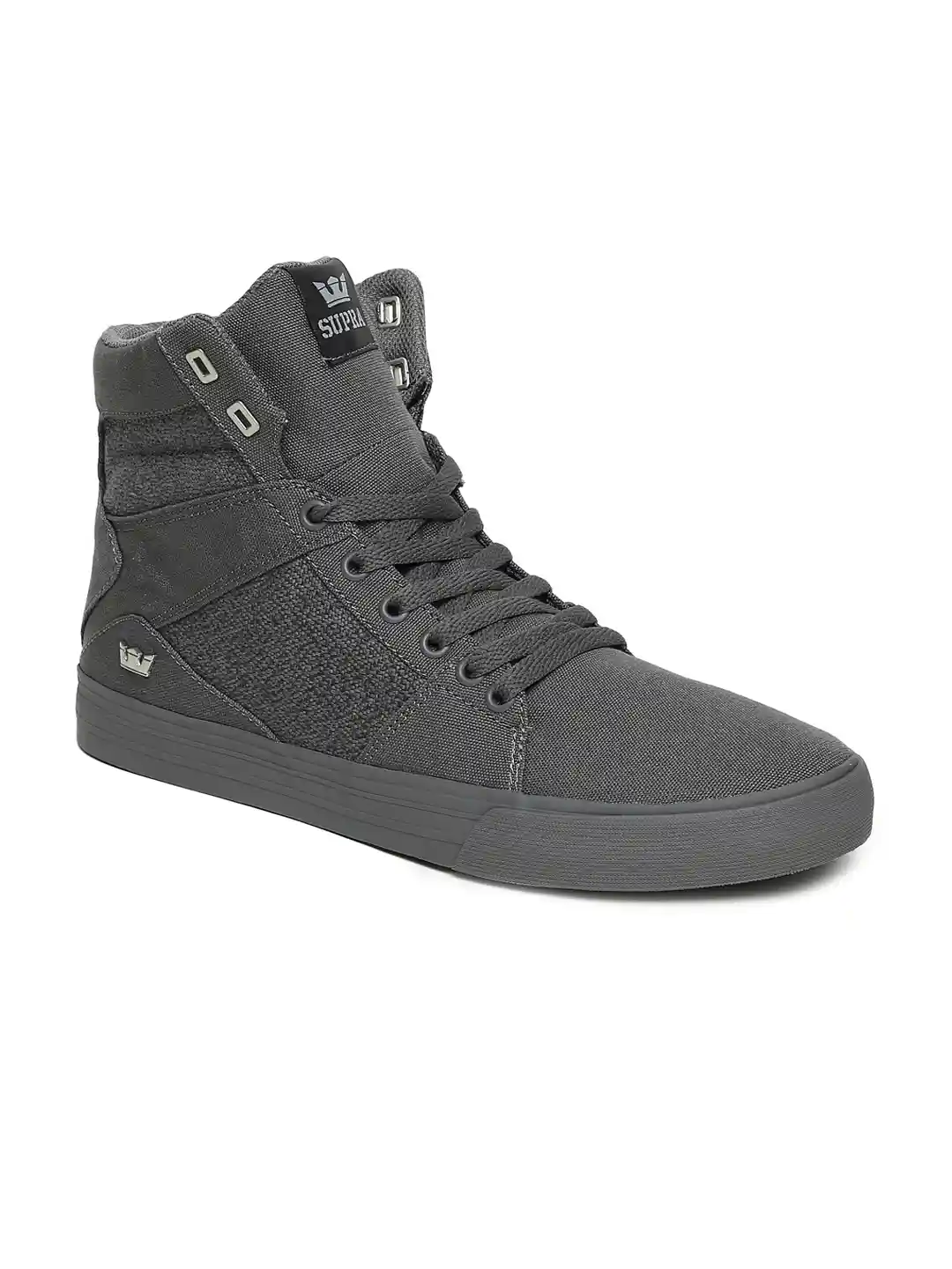 Buy Supra Men Grey Aluminium High-Top Sneakers Casual Shoes for
