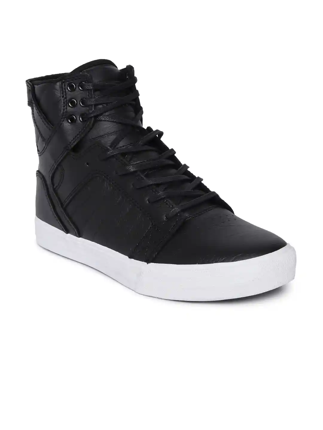 Buy Supra Men Black Solid SKYTOP Leather Sneakers Casual