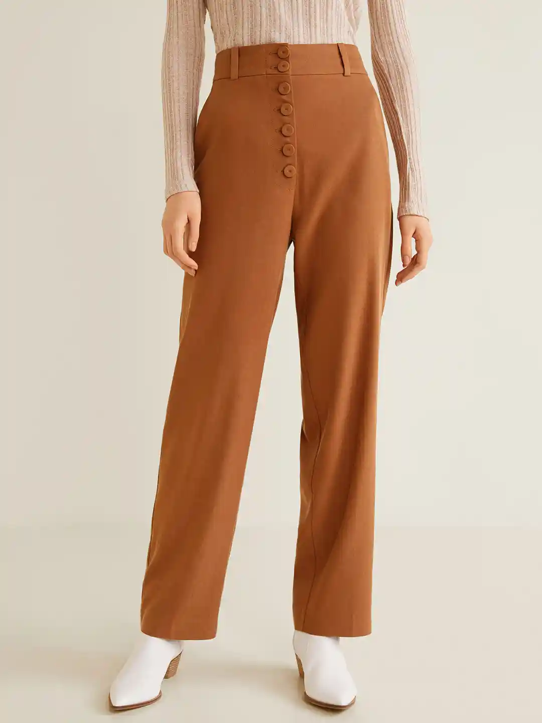 Straight Fit Trousers Mango Soft Straight Trousers Mango High
