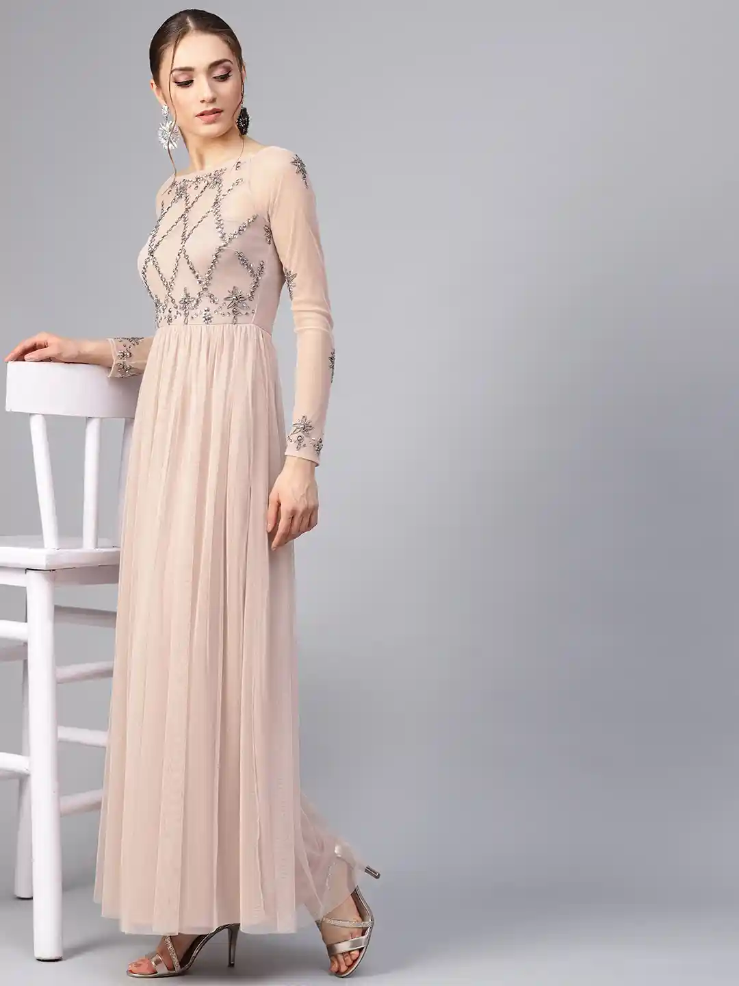 ANDMARY Nadia check long dress Beige