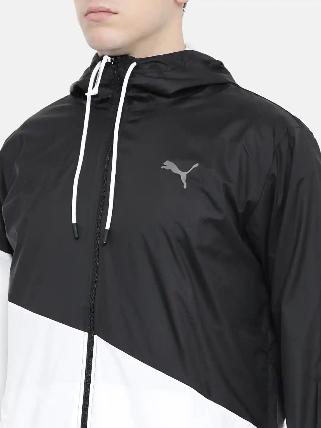 Buy Puma Men White & Black Colourblocked A.C.E. Windbreaker
