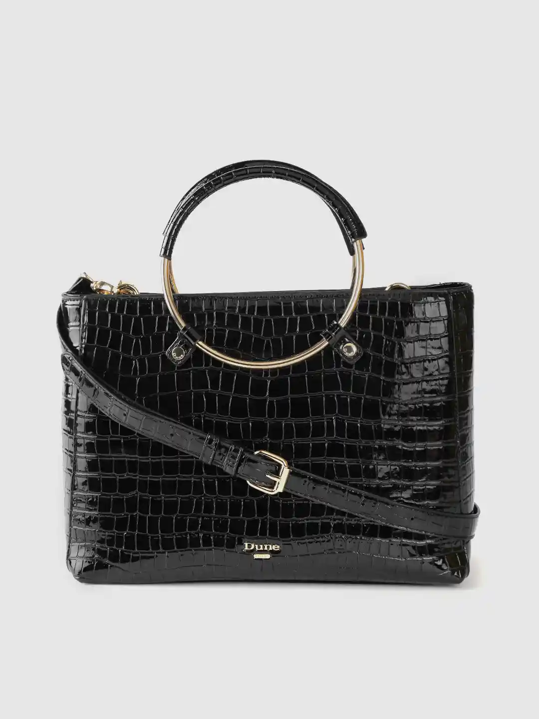 Buy Dune London Black Croc Textured Handheld Bag Handbags for
