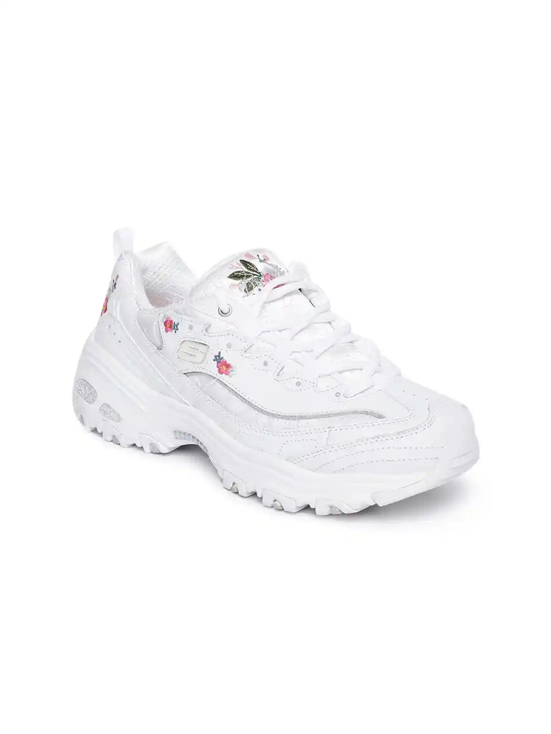 Buy Skechers Women White D'LITES-BRIGHT BLOSSOMS Leather Sneakers