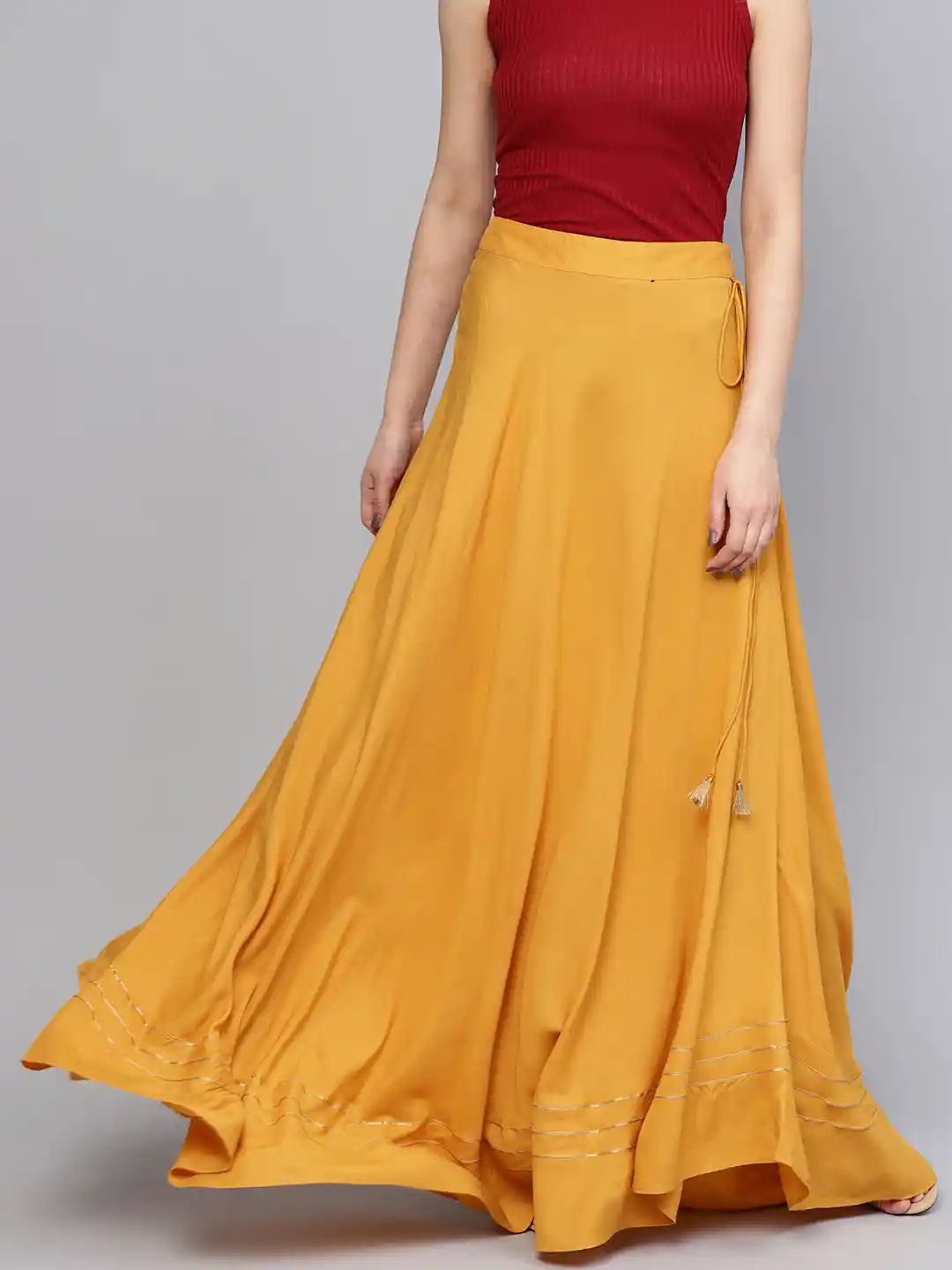 Buy RARE Mustard Yellow Maxi Flared Skirt Skirts for Women