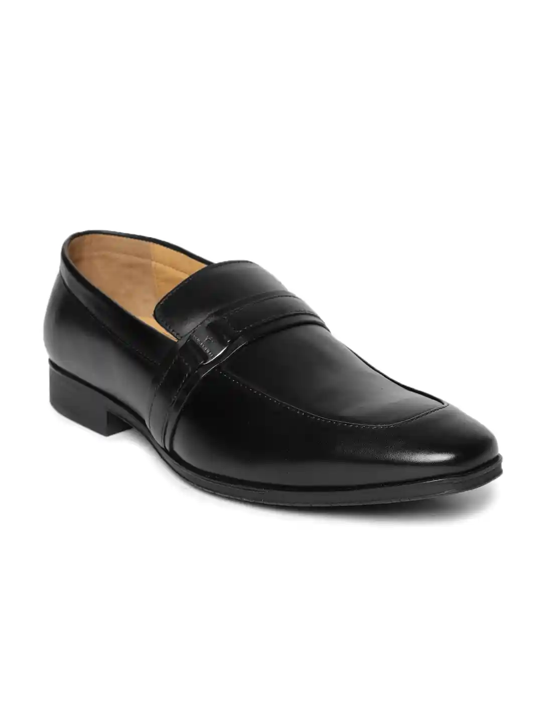 Buy Louis Philippe Men Black Formal Leather Slip-Ons Formal