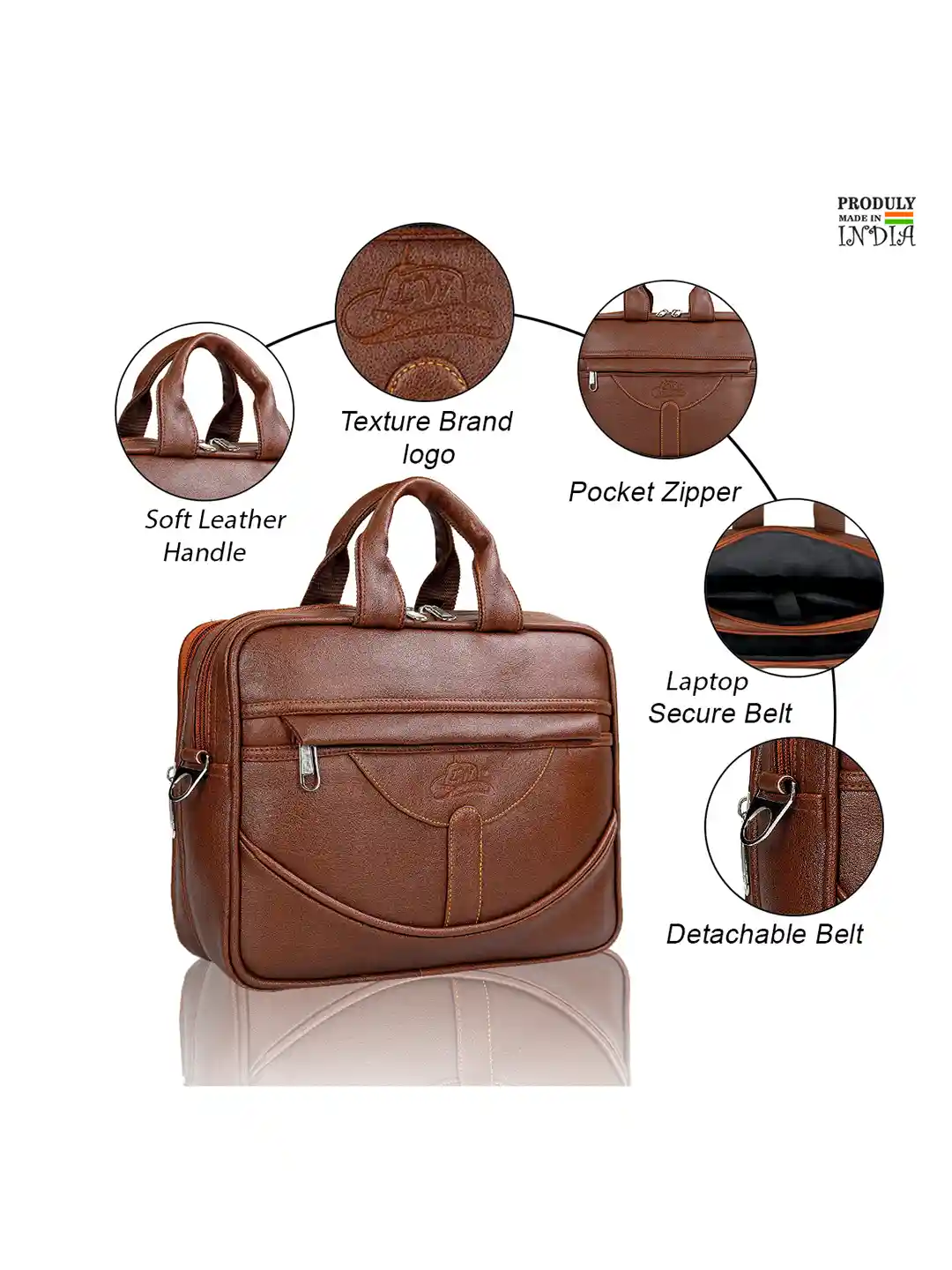 Buy Leather World Unisex Brown Solid Laptop Bag Laptop Bag for
