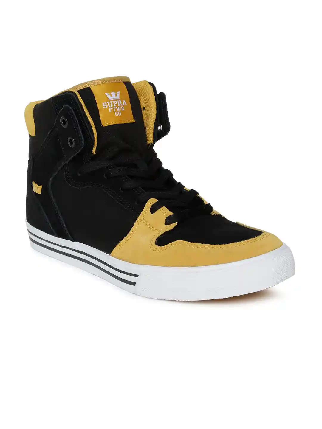 Supra Men Black Yellow Vaider Mid-Top Sneakers