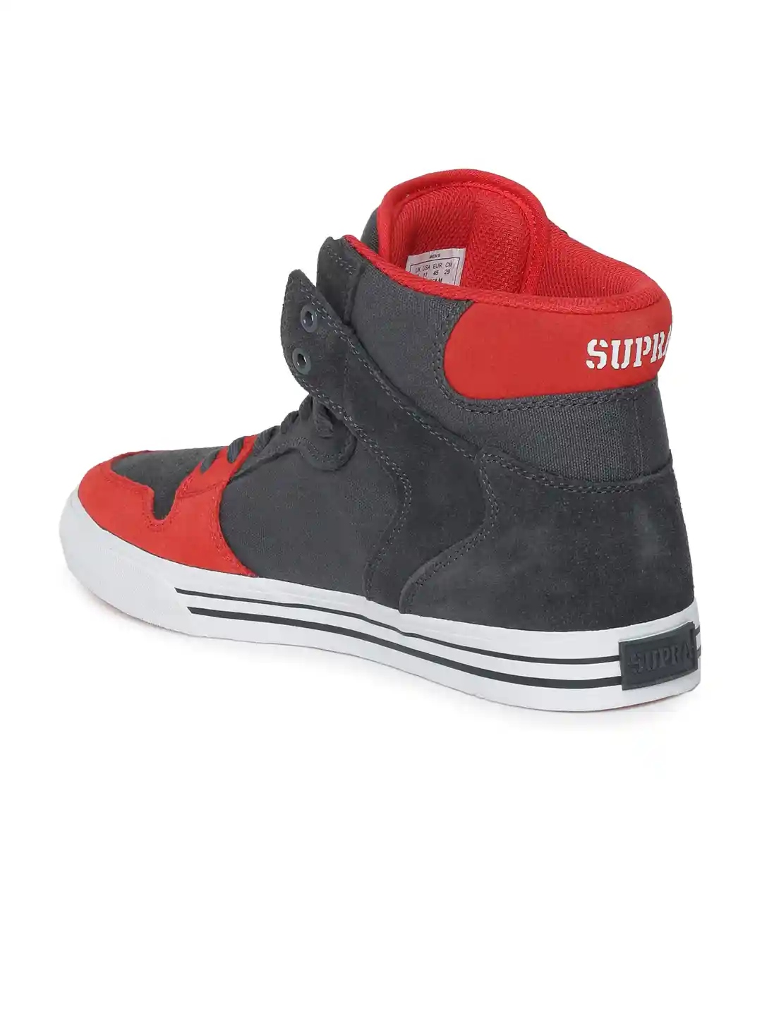 Buy Supra Men Grey Red Vaider Mid-Top Sneakers Casual Shoes