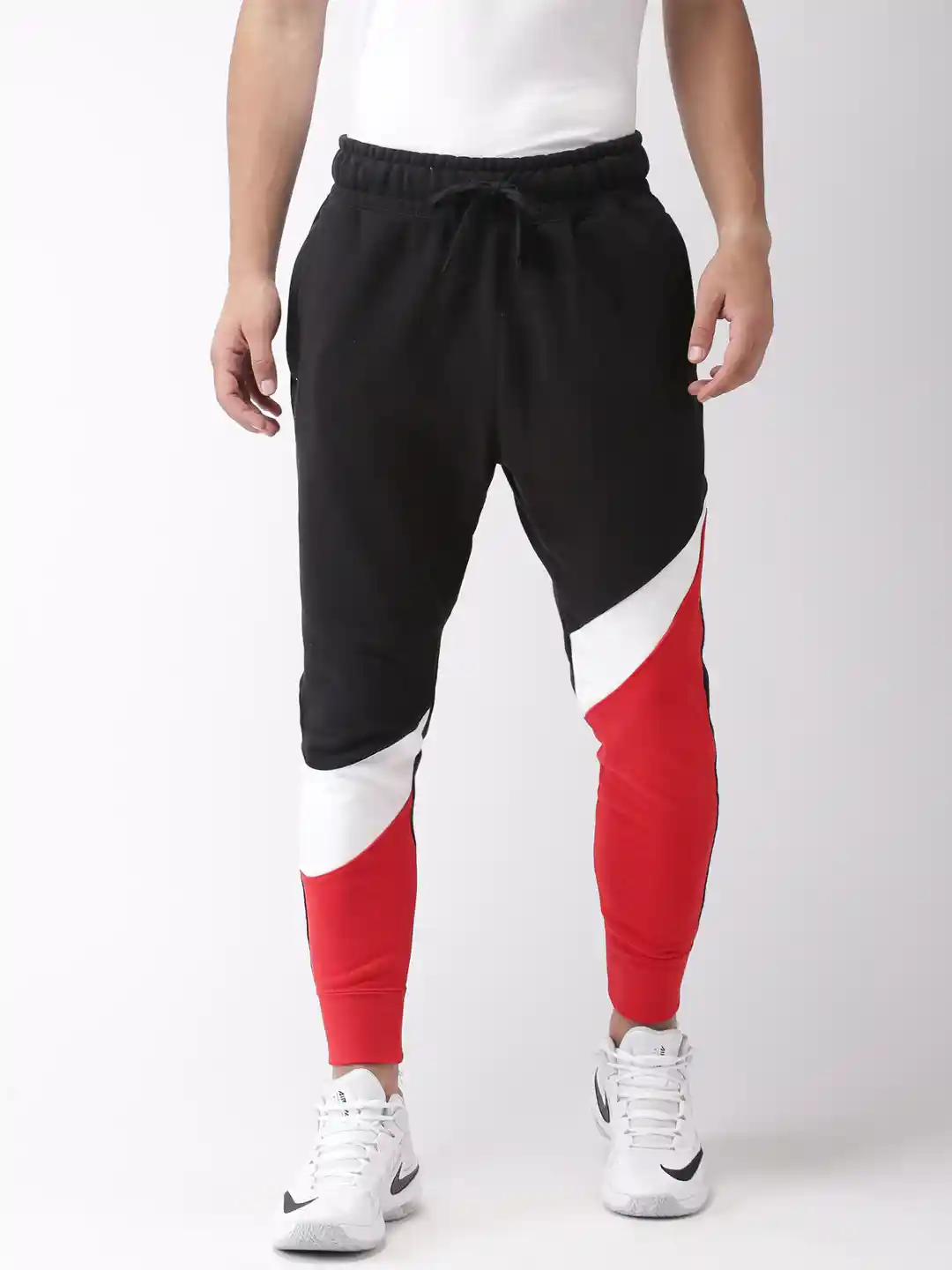 Buy Nike Men Black Red AS M NSW HBR PANT BB STMT Colourblocked