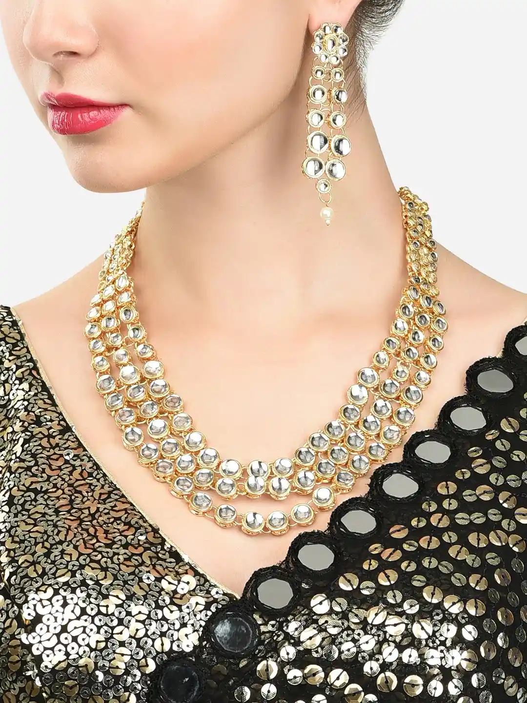 Zaveri Pearls Gold Toned Kundan Jewellery Set