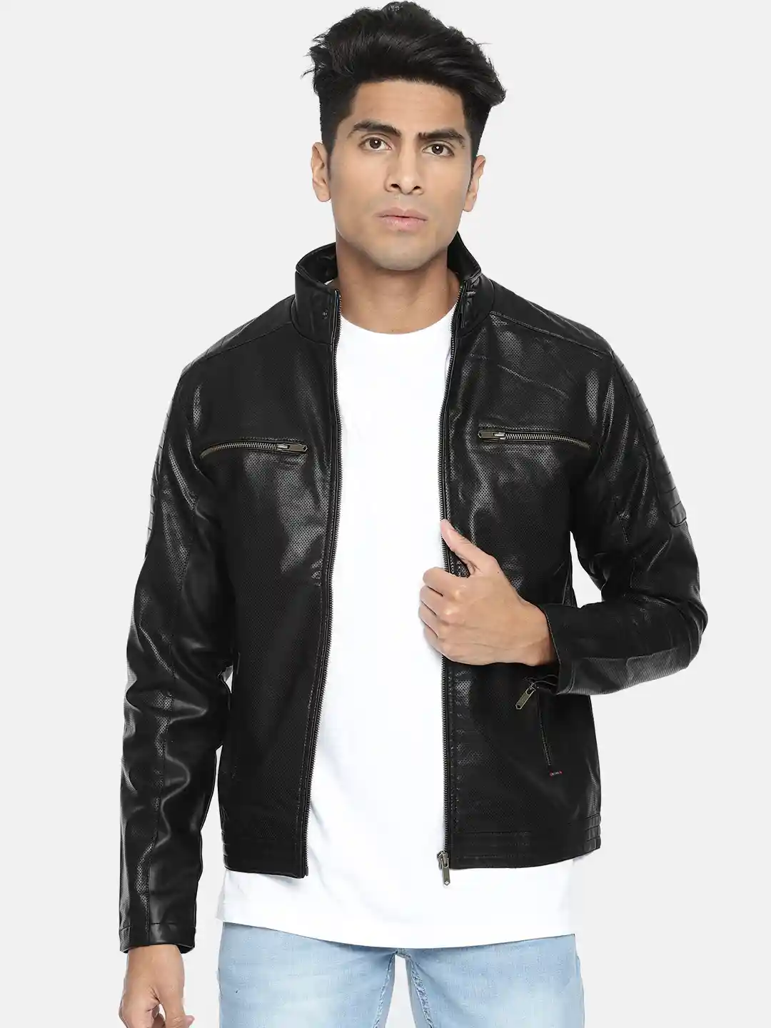 Buy Lee Cooper Men Black Solid Biker Jacket Jackets for Men