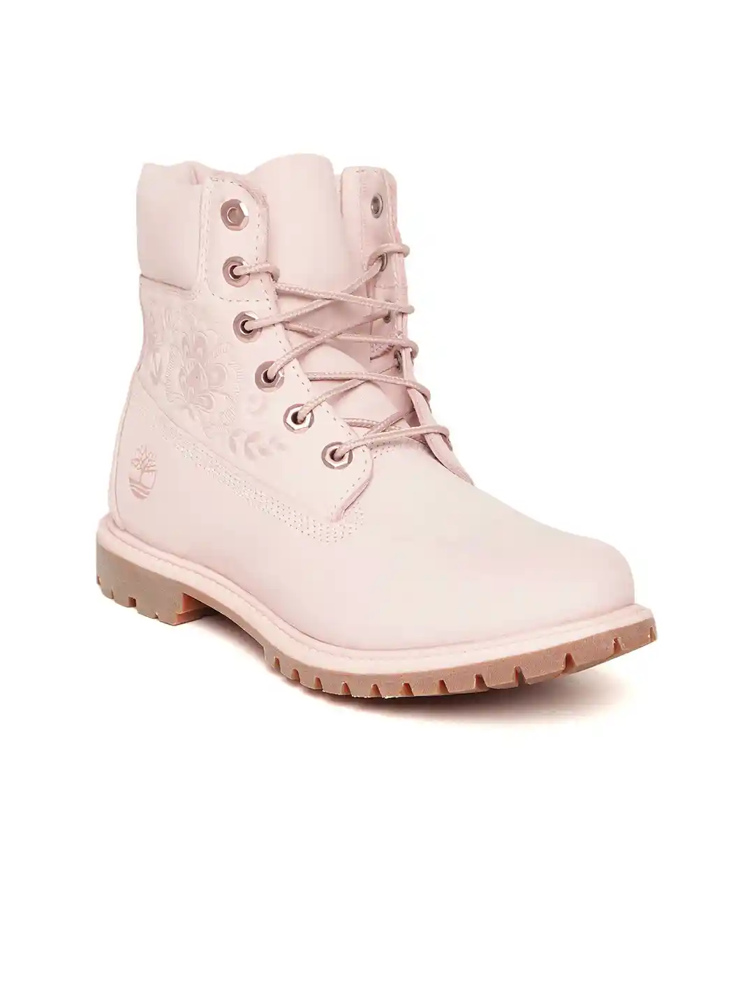 Buy Timberland Women Pink 6-inch Premium Lace Embossed Flat Boots