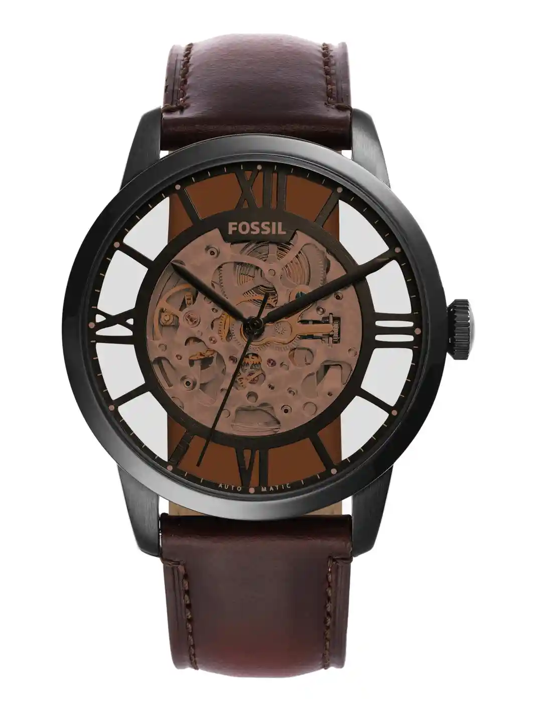 Buy Fossil Men Black Printed Leather Analogue Watch ME3098