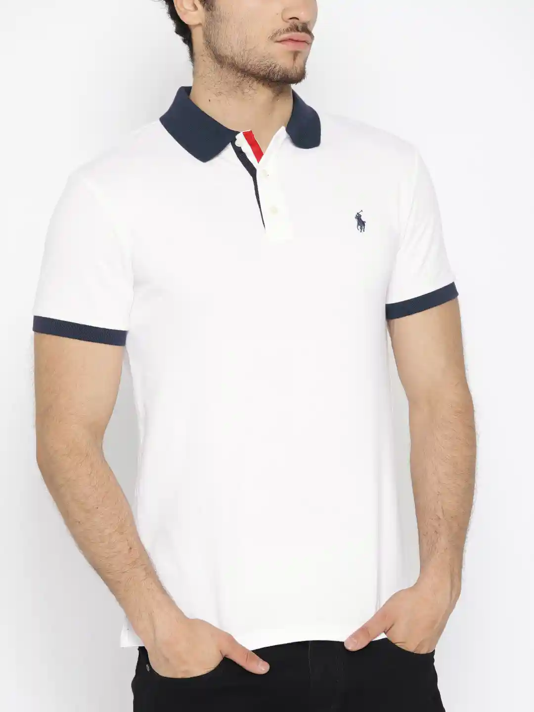 Buy Polo Ralph Lauren Men White Solid Polo Collar T-shirt