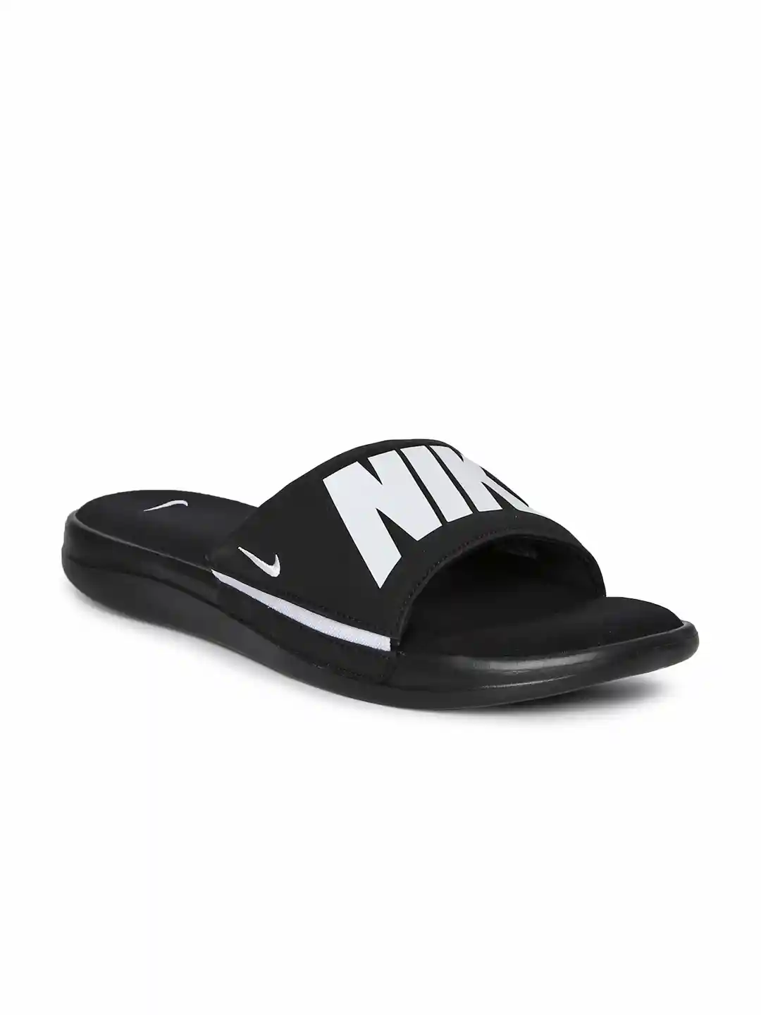 Buy Nike Men Black White Printed Ultra Comfort Sliders Flip