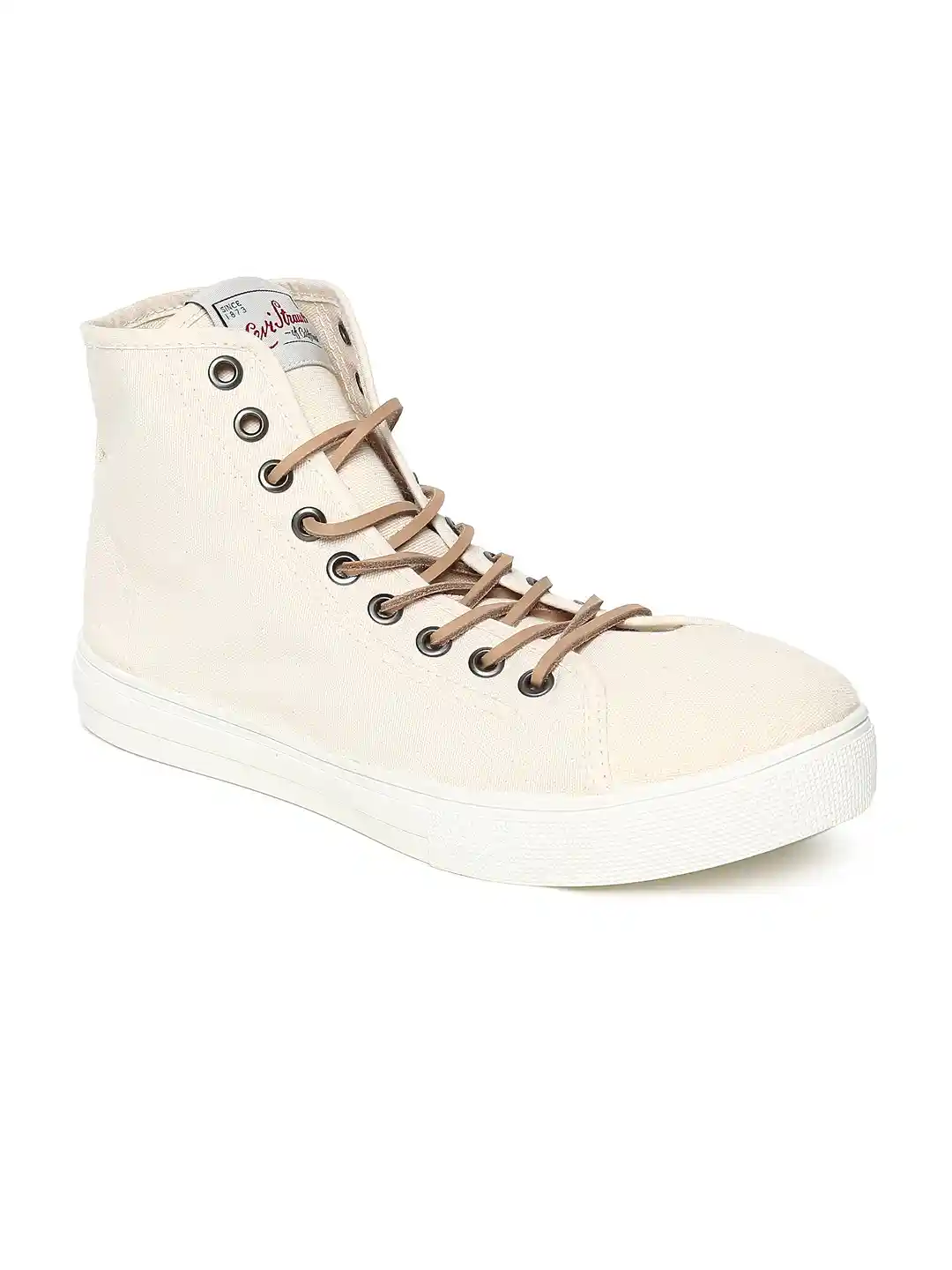 Buy Levis Men Beige Solid Canvas Mid-Top Sneakers Casual Shoes