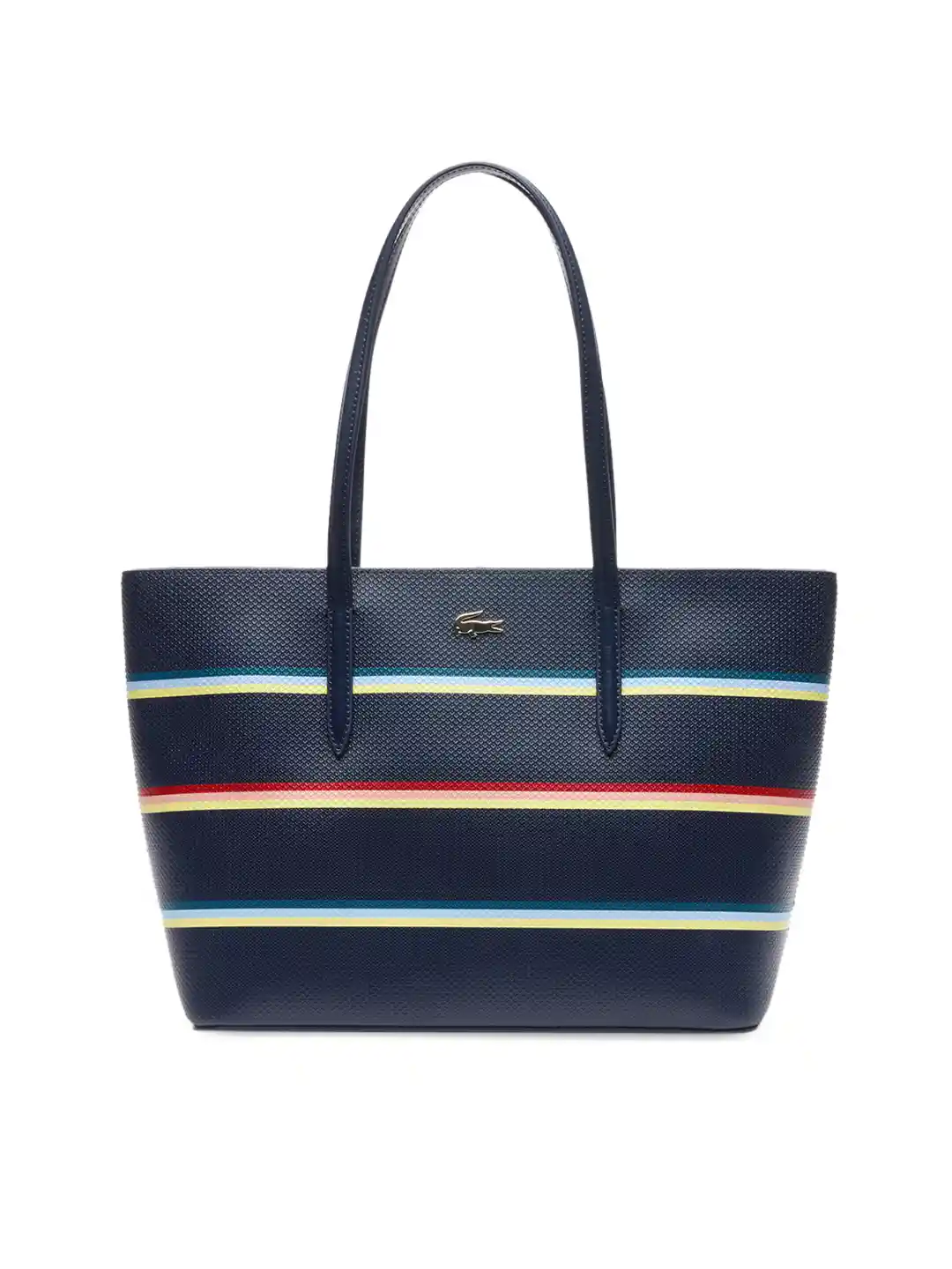 Buy Lacoste Navy Blue Striped Leather Shoulder Bag Handbags for