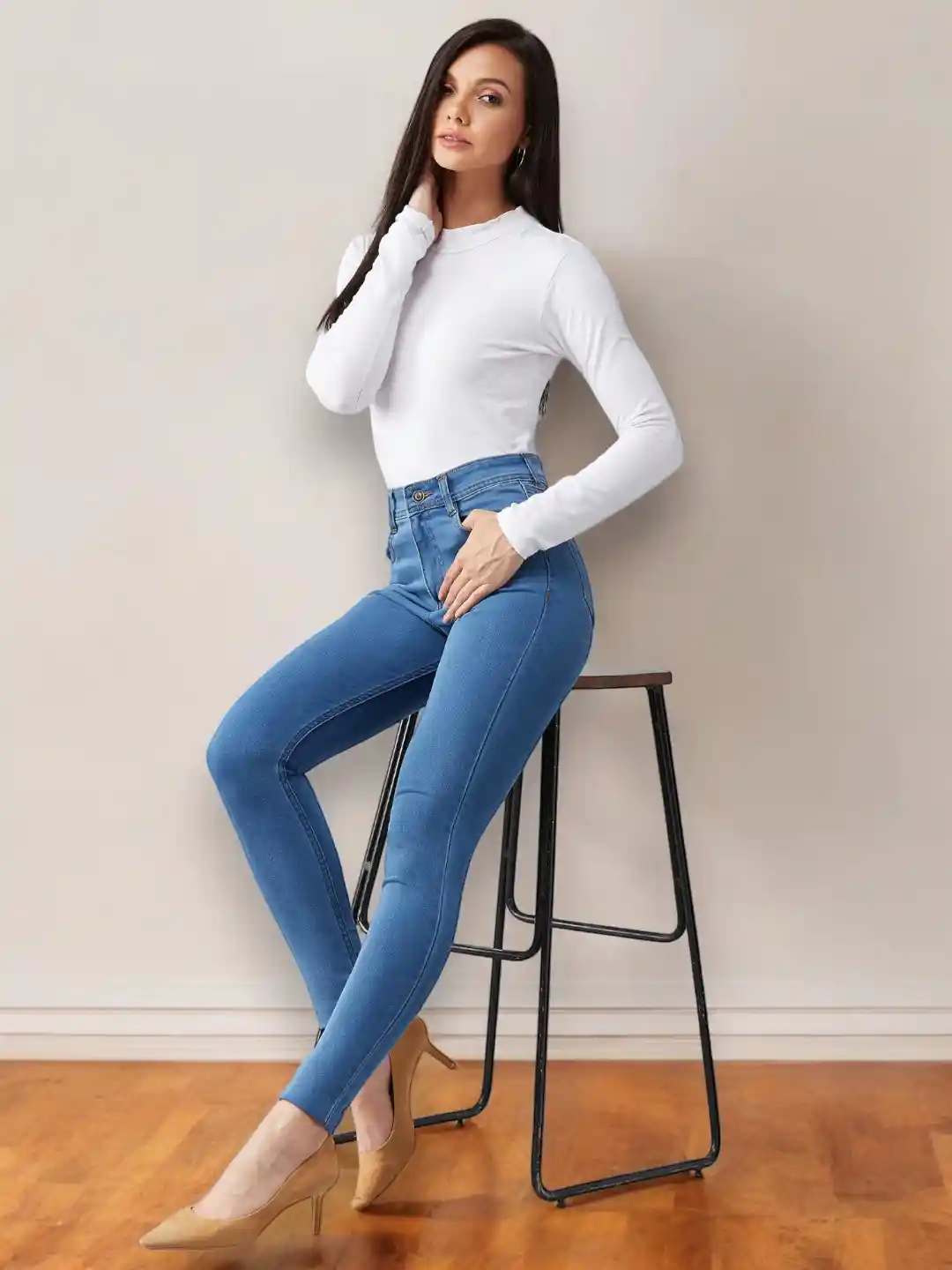 Miss Chase Women Blue Skinny Fit High-Rise Clean Look Jeans