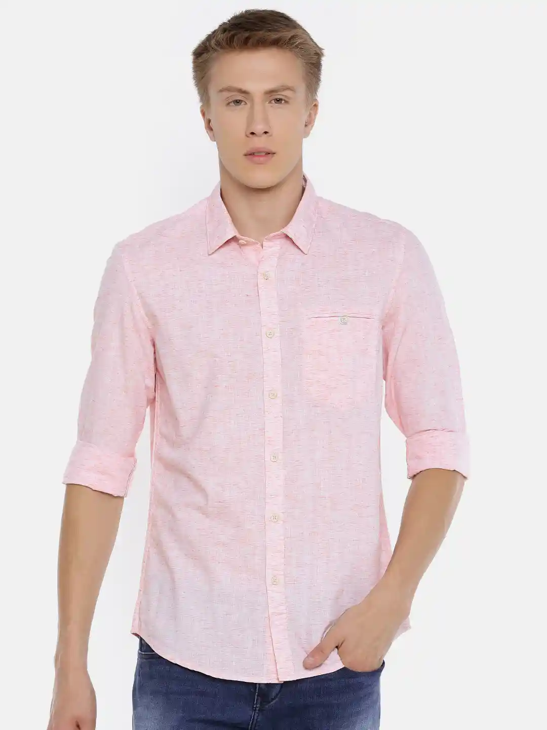 Buy Lee Cooper Men Pink Regular Fit Solid Casual Shirt Shirts